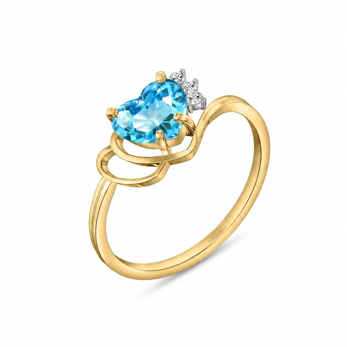 Yellow Gold Blue Topaz & Diamond — Valeria