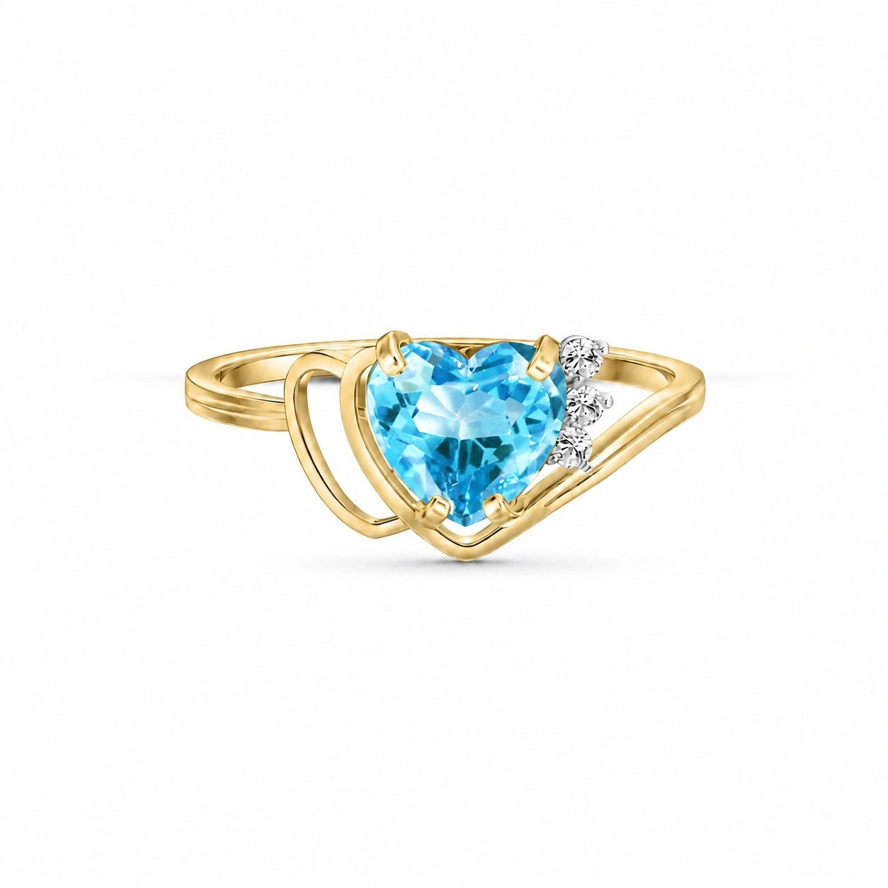 Yellow Gold Blue Topaz & Diamond — Valeria