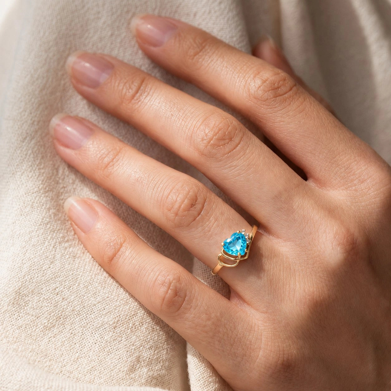 Yellow Gold Blue Topaz & Diamond — Valeria
