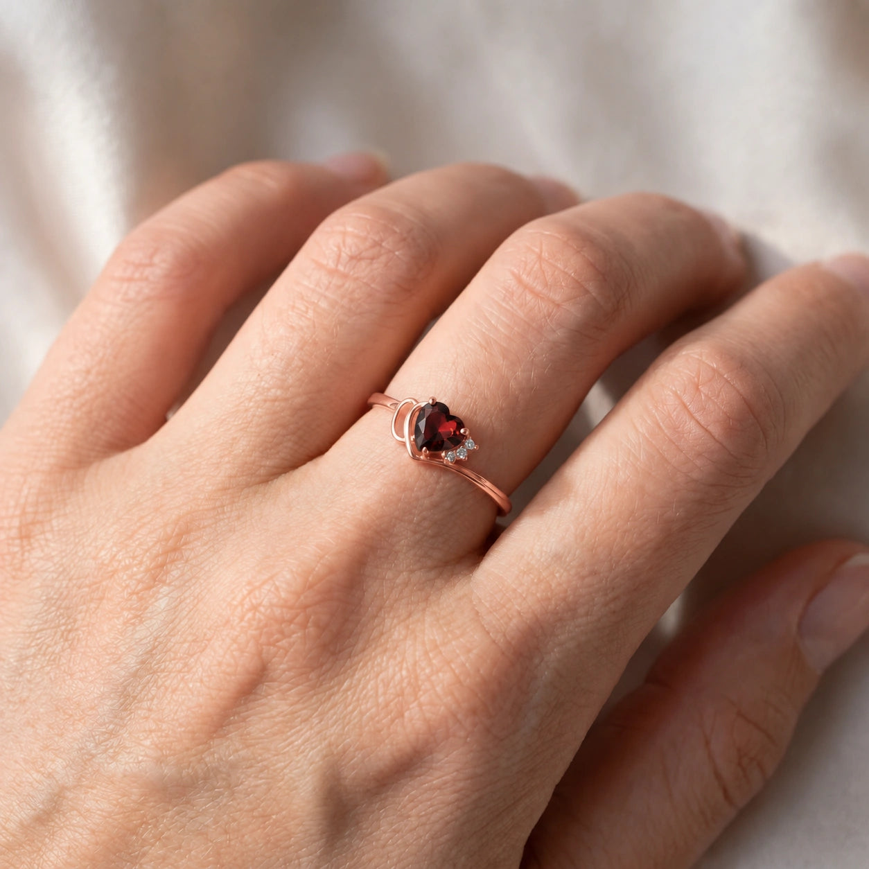 Rose Gold Diamond & Garnet — Valeria