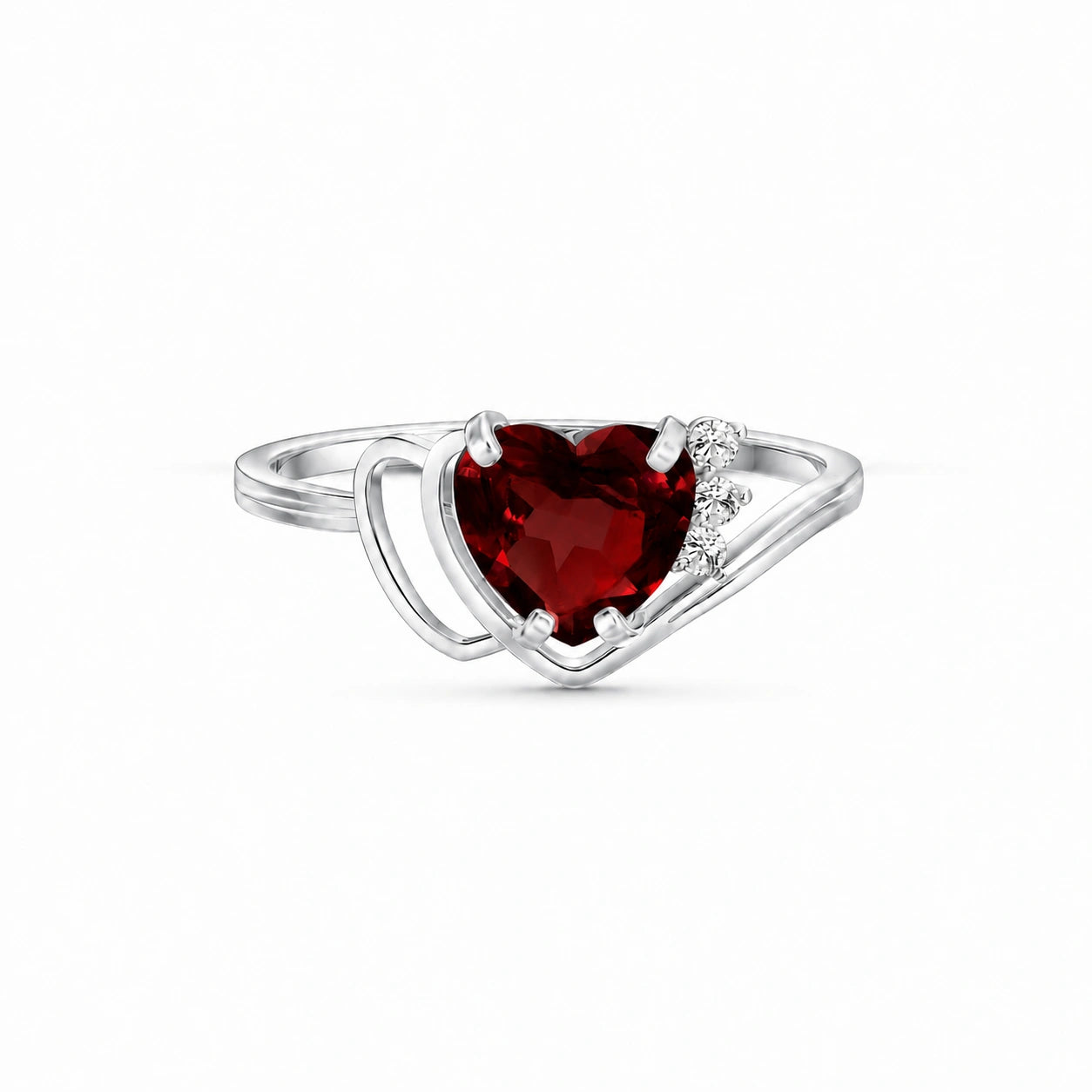 White Gold Diamond & Garnet — Valeria