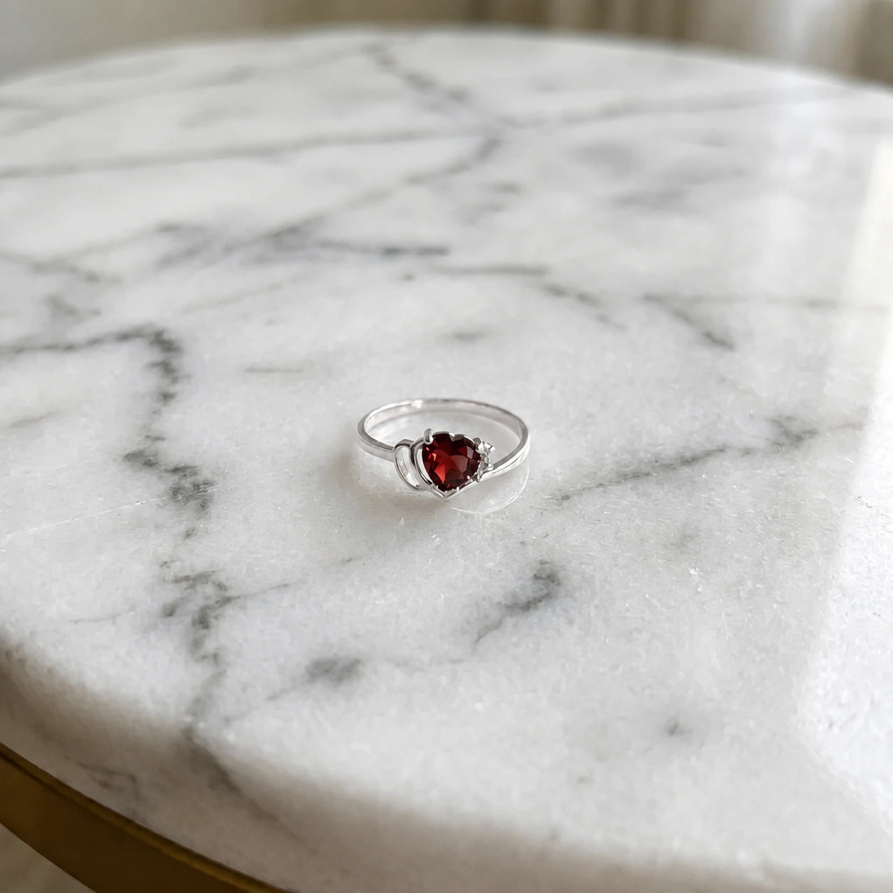 White Gold Diamond & Garnet — Valeria