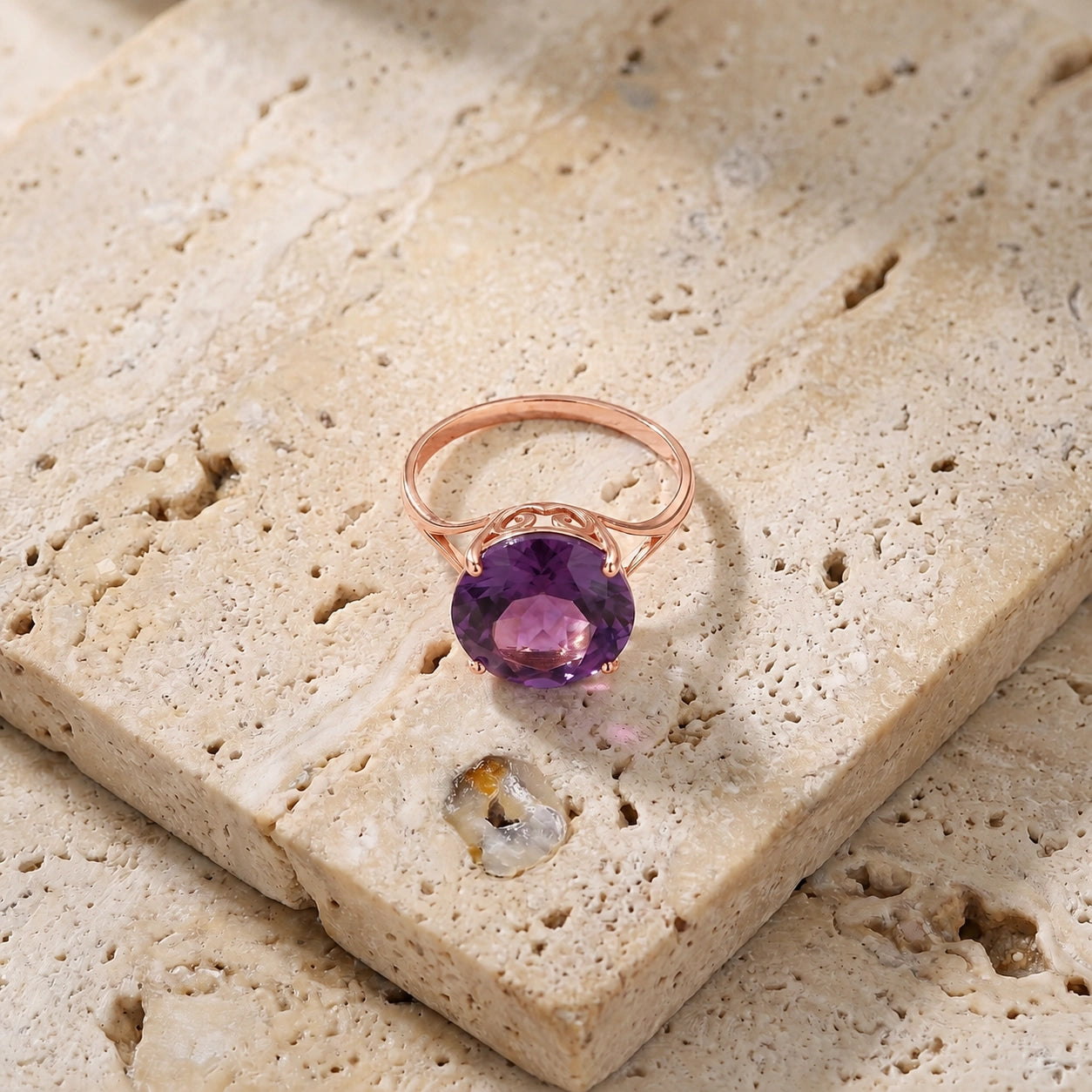 Rose Gold Reverie Ring Amethyst 10K — Stella