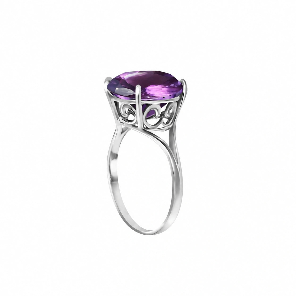 White Gold Reverie Ring Amethyst 10K — Stella