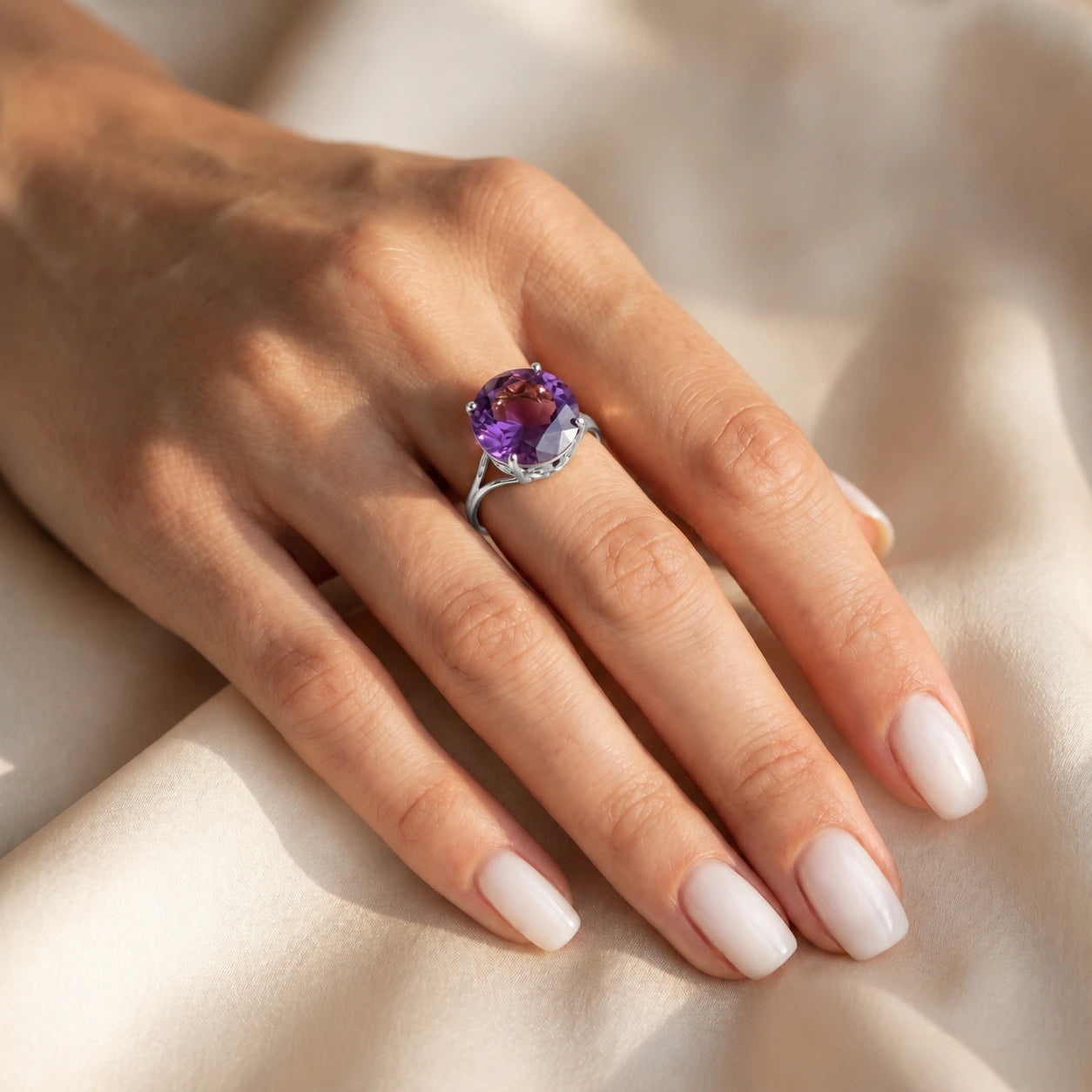 White Gold Reverie Ring Amethyst 10K — Stella