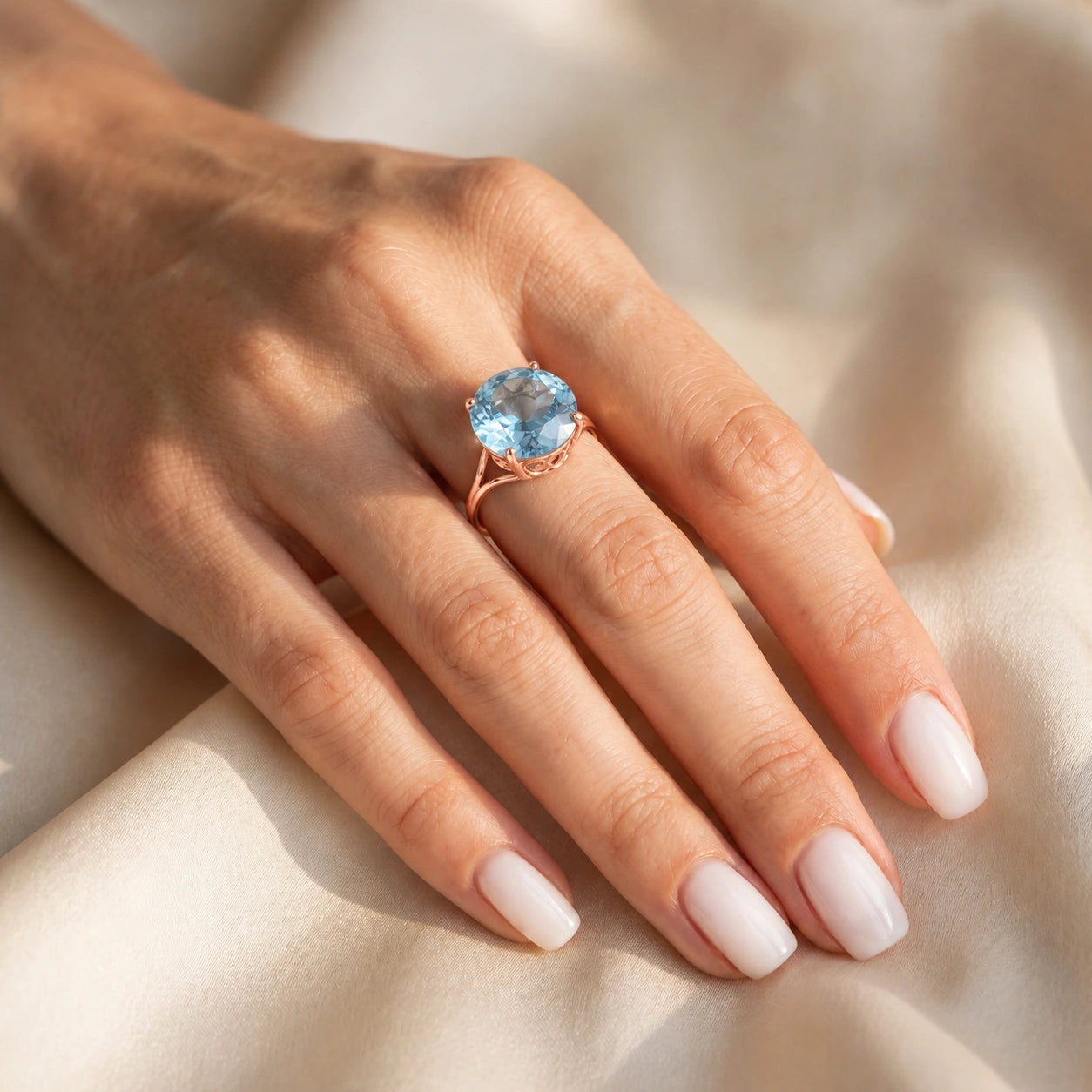 Rose Gold Reverie Ring Blue Topaz 10K — Stella
