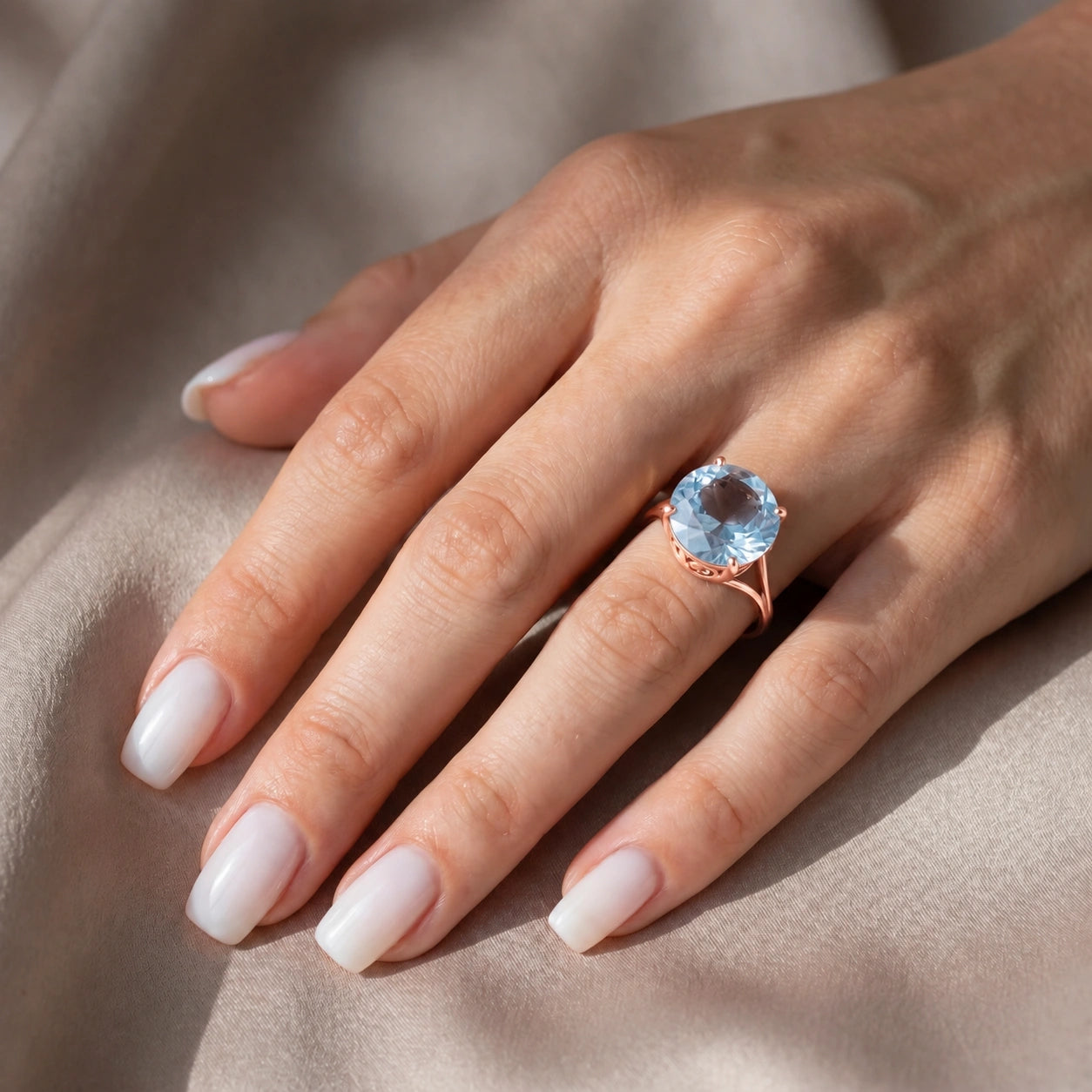 Rose Gold Reverie Ring Blue Topaz 10K — Stella