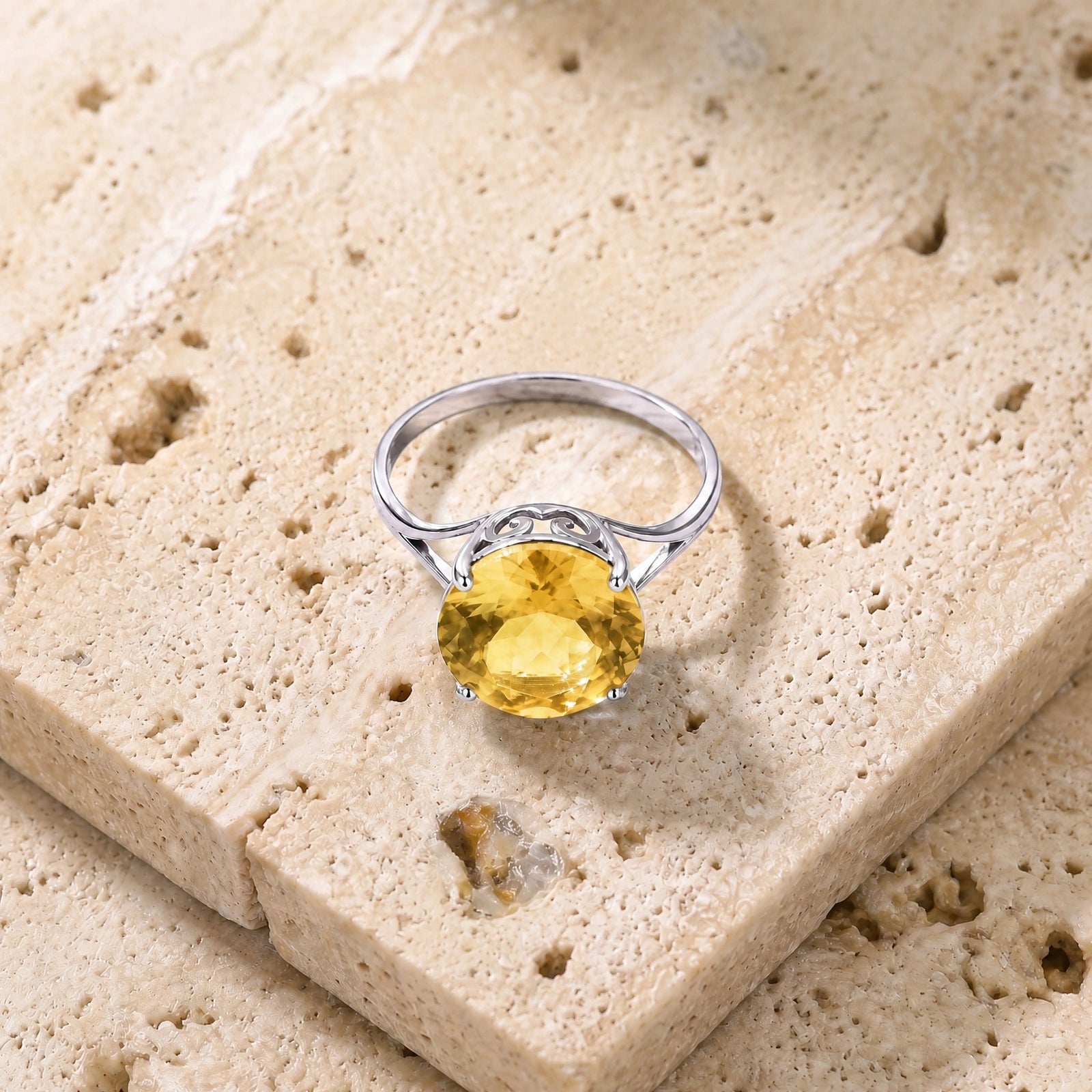White Gold Reverie Ring Citrine 10K — Stella