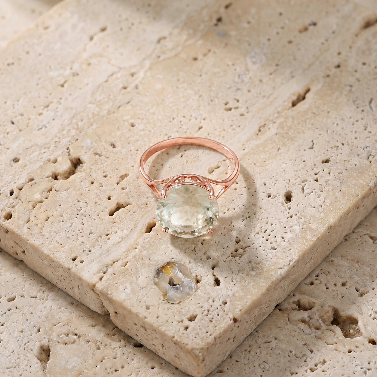 Rose Gold Reverie Ring Green Amethyst 10K — Stella