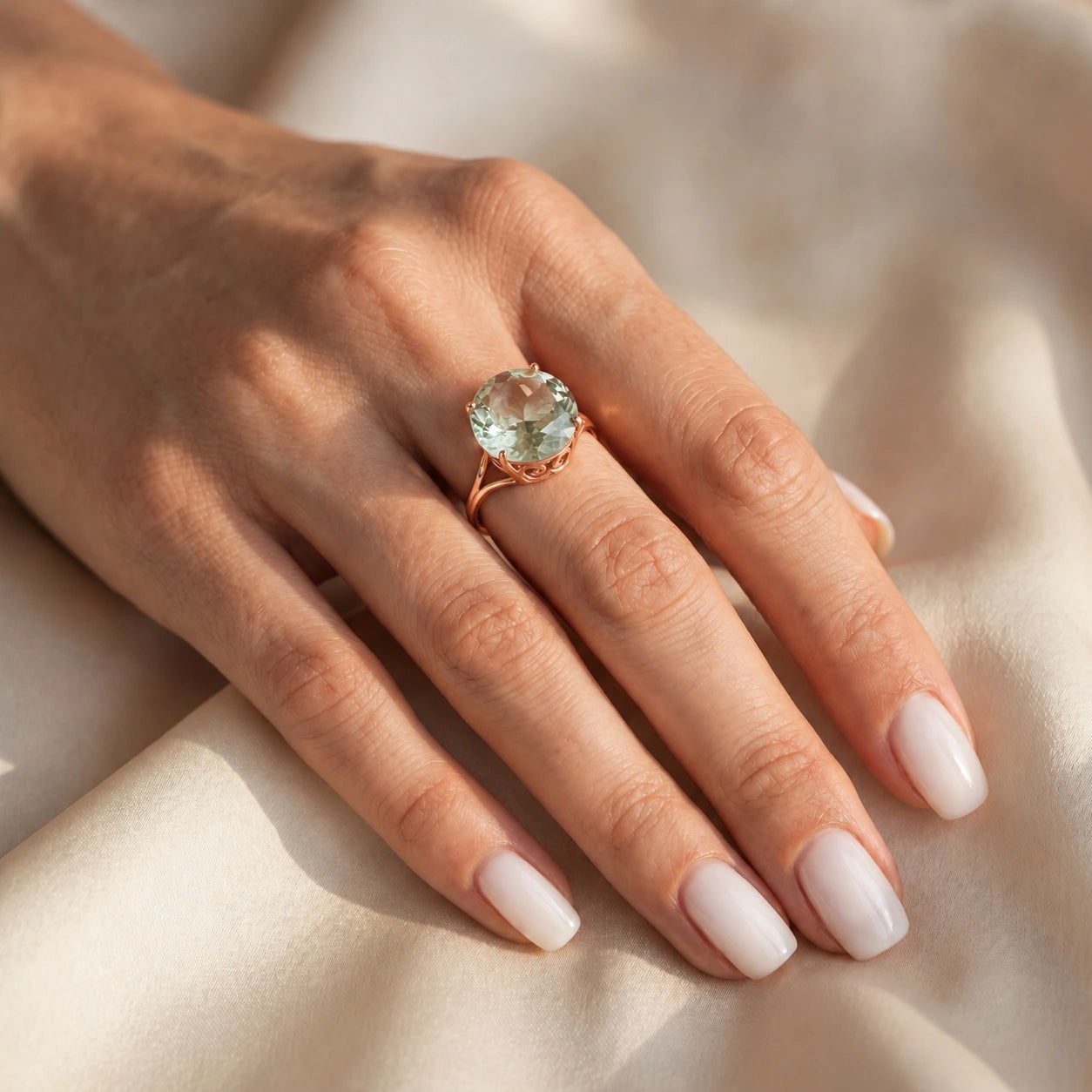 Rose Gold Reverie Ring Green Amethyst 10K — Stella