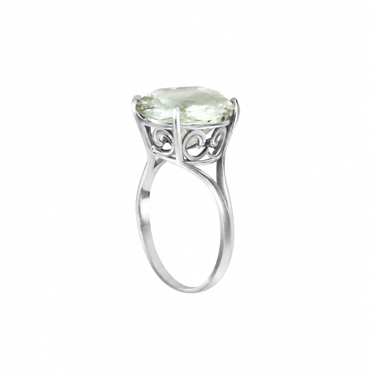 White Gold Reverie Ring Green Amethyst 10K — Stella