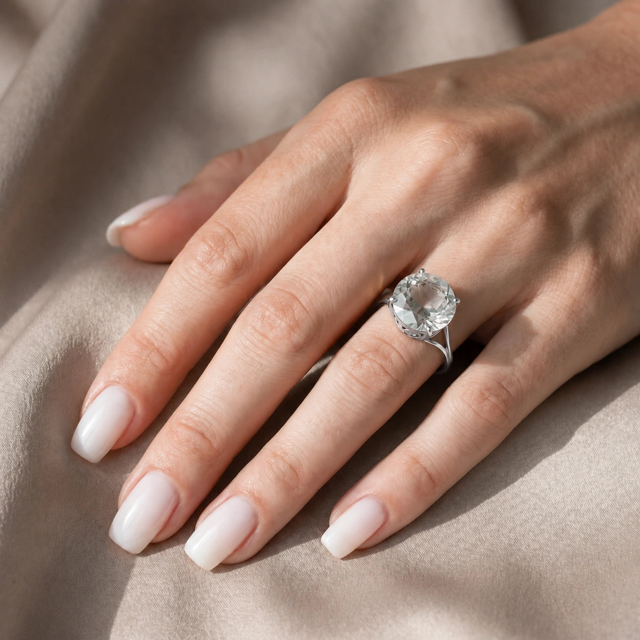 White Gold Reverie Ring Green Amethyst 10K — Stella