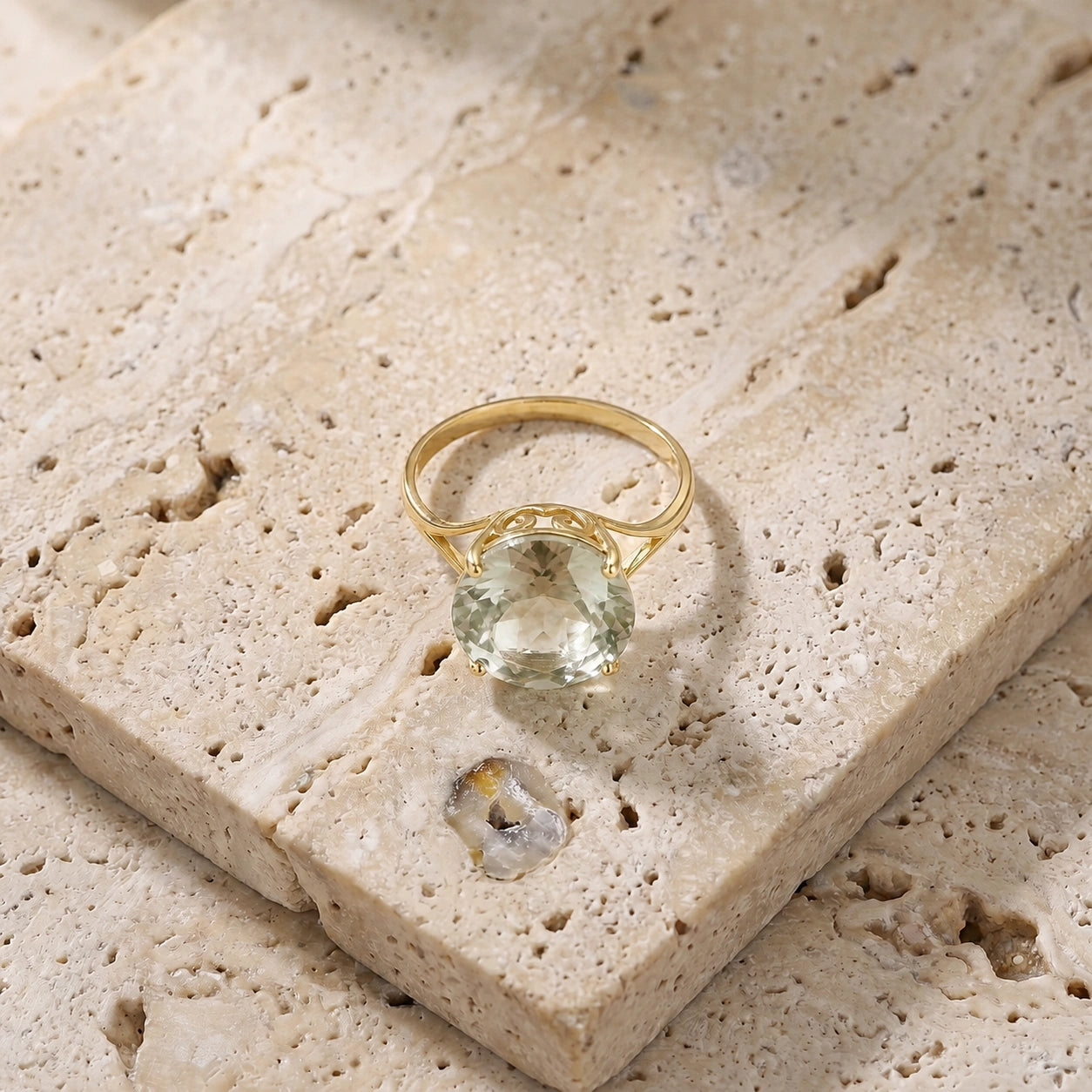 Yellow Gold Reverie Ring Green Amethyst 10K — Stella