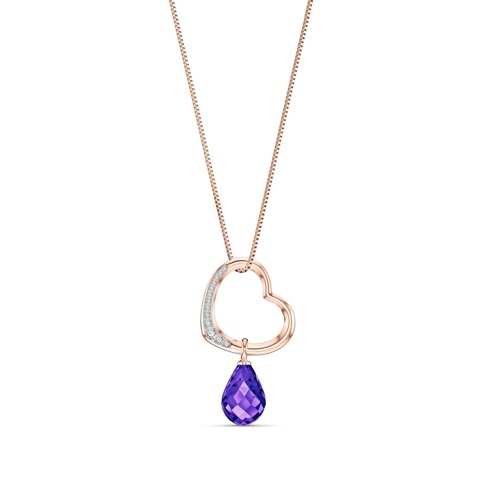 Rose Gold Modern Pendant Necklace Amethyst 10K — Romilda