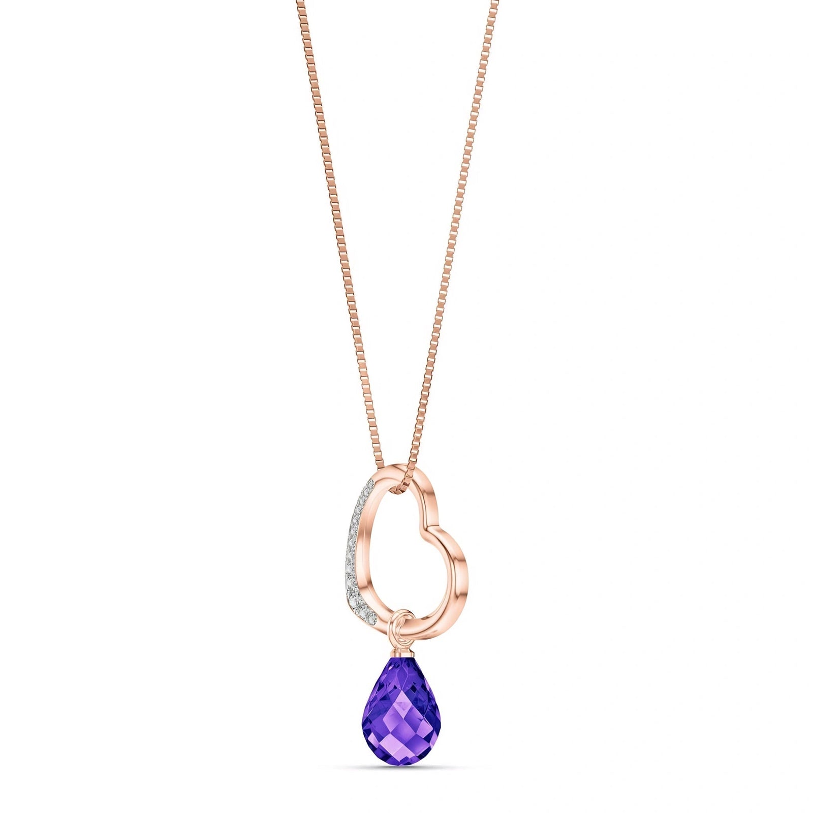 Rose Gold Modern Pendant Necklace Amethyst 10K — Romilda