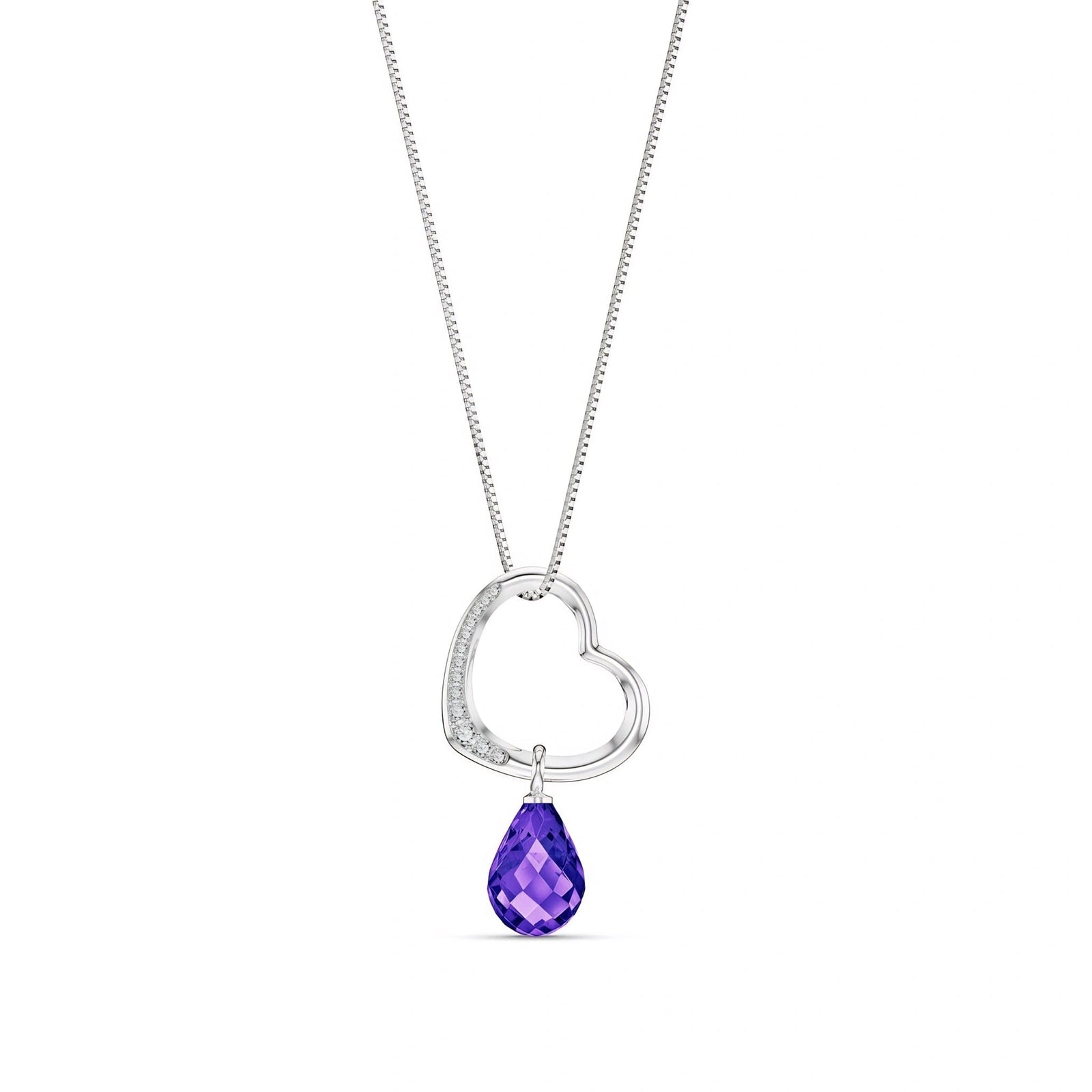 White Gold Modern Pendant Necklace Amethyst 10K — Romilda
