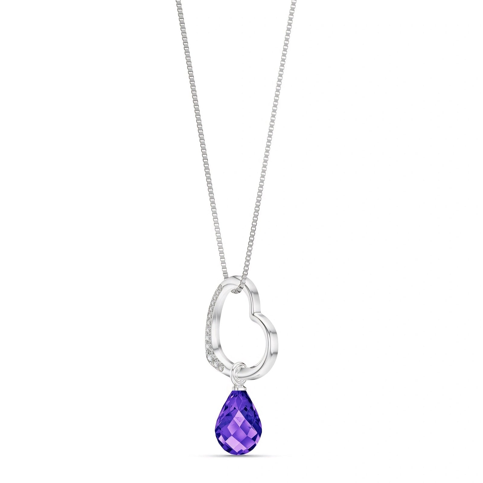 White Gold Modern Pendant Necklace Amethyst 10K — Romilda