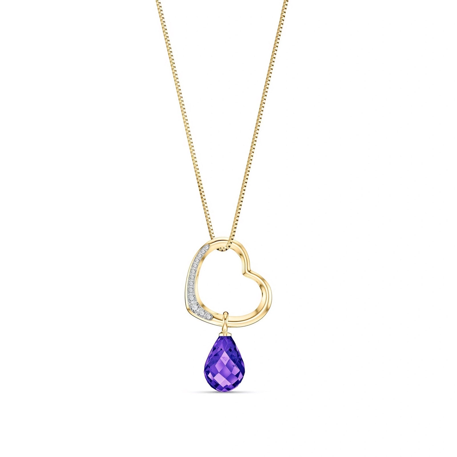 Yellow Gold Modern Pendant Necklace Amethyst 10K — Romilda