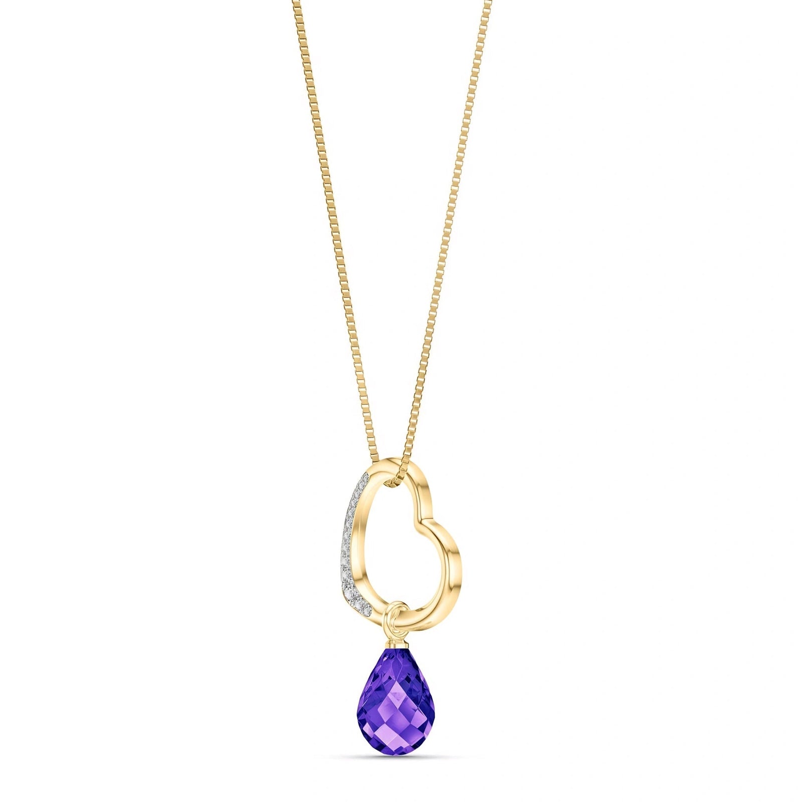 Yellow Gold Modern Pendant Necklace Amethyst 10K — Romilda