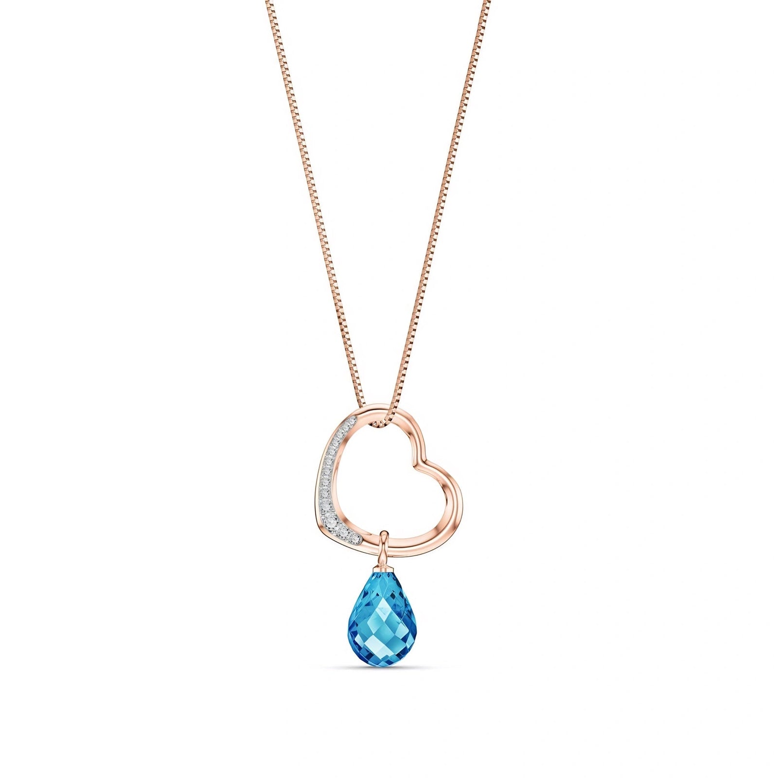 Rose Gold Modern Pendant Necklace Blue Topaz 10K — Romilda