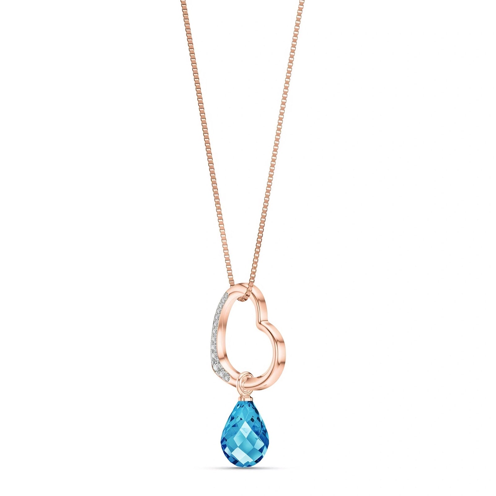 Rose Gold Modern Pendant Necklace Blue Topaz 10K — Romilda