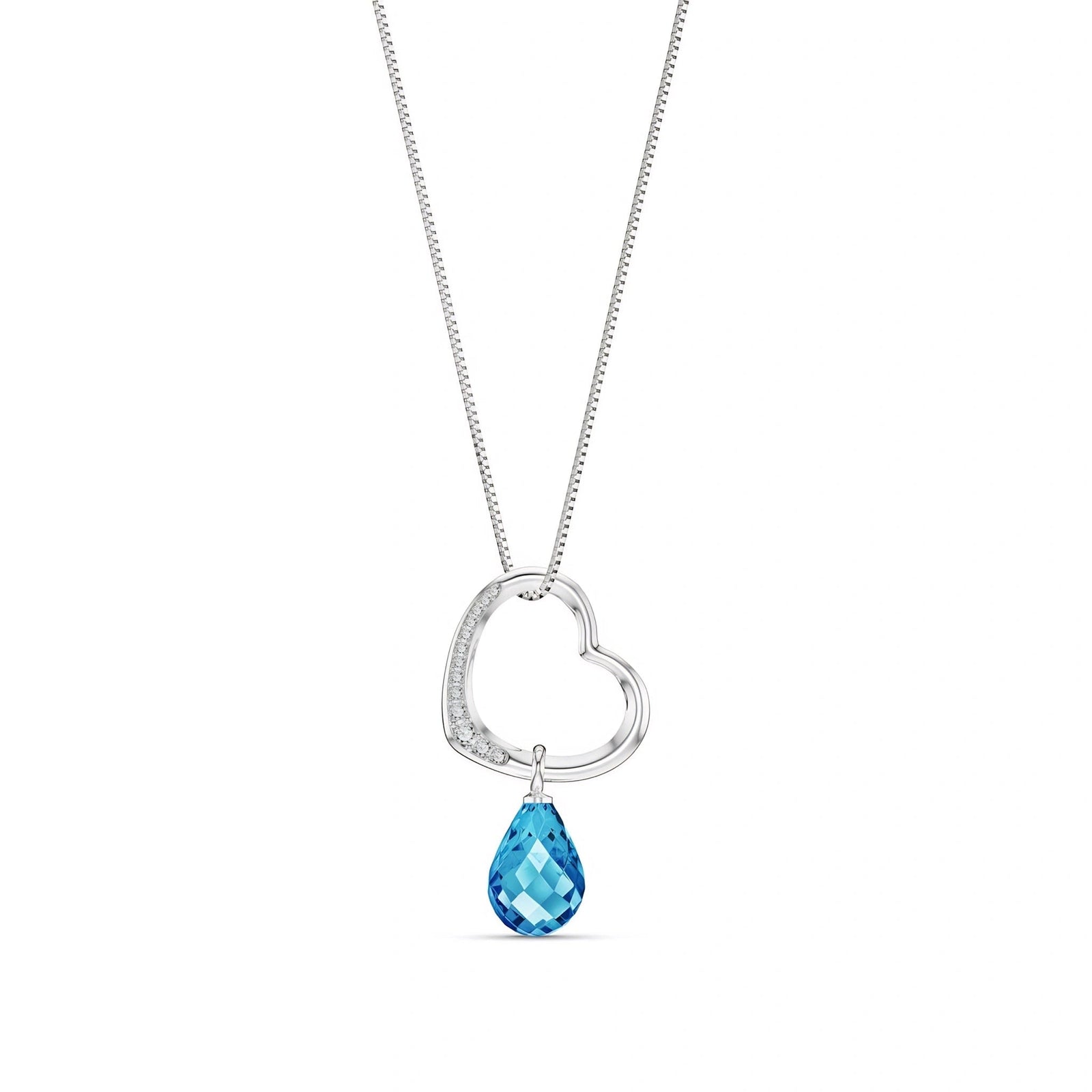 White Gold Modern Pendant Necklace Blue Topaz 10K — Romilda
