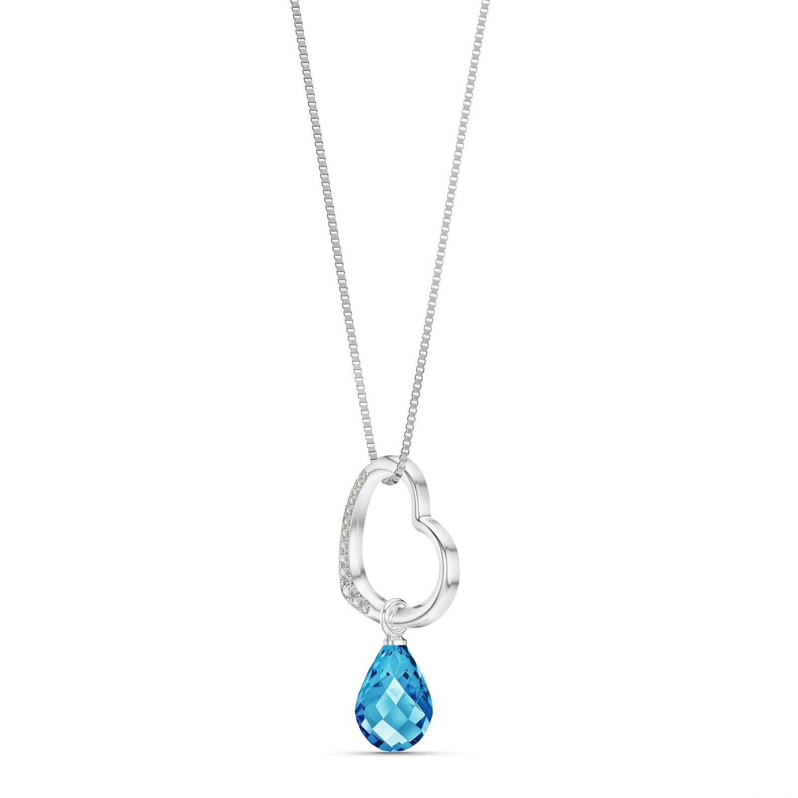 White Gold Modern Pendant Necklace Blue Topaz 10K — Romilda