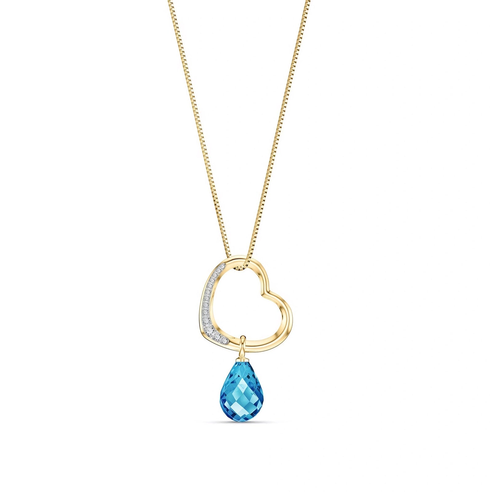 Yellow Gold Modern Pendant Necklace Blue Topaz 10K — Romilda