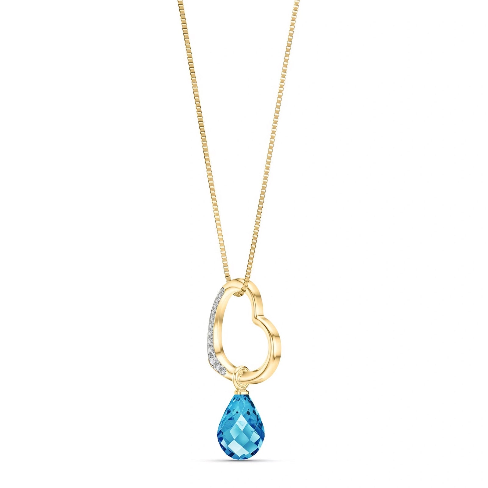 Yellow Gold Modern Pendant Necklace Blue Topaz 10K — Romilda
