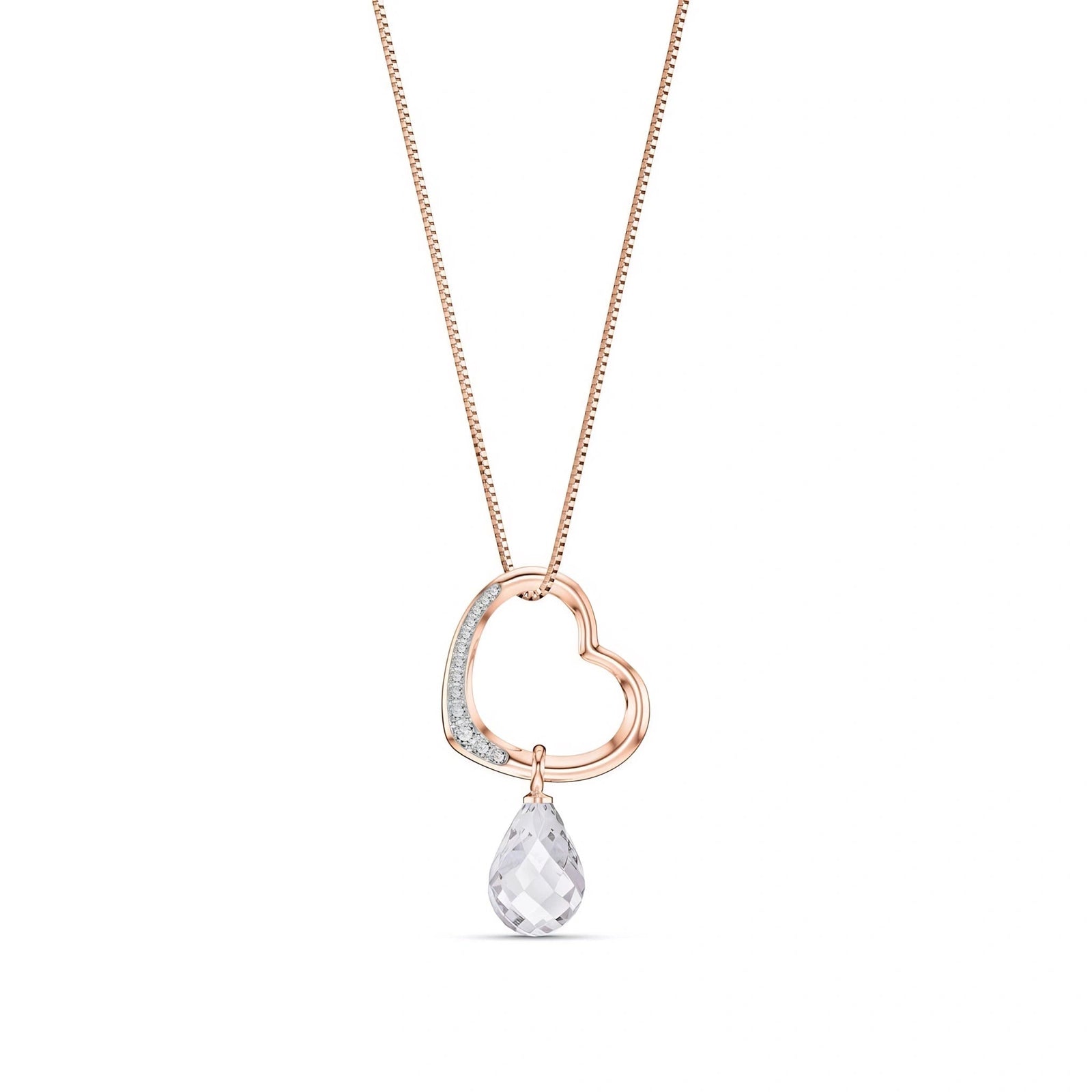 Rose Gold Modern Pendant Necklace White Topaz 10K — Romilda