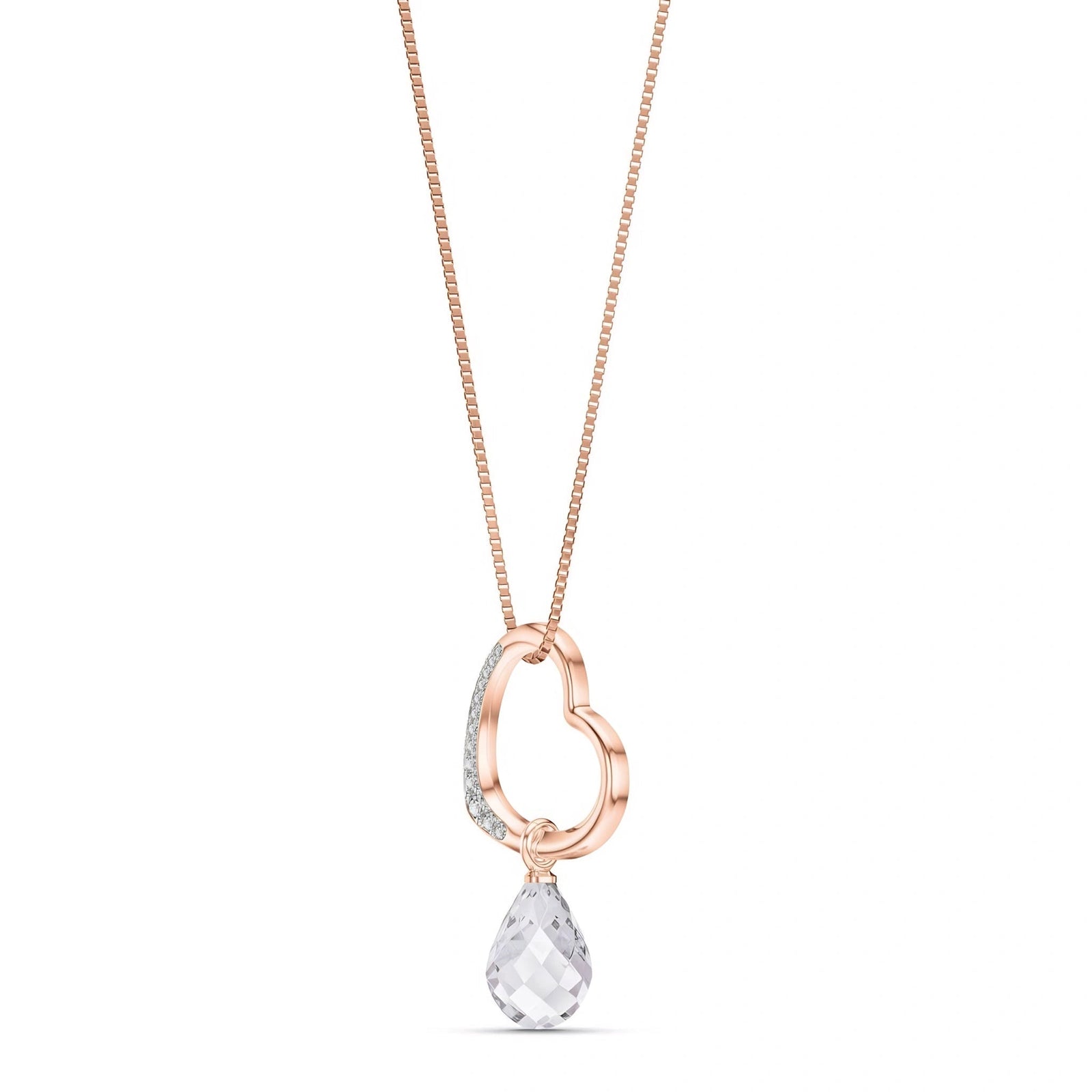 Rose Gold Modern Pendant Necklace White Topaz 10K — Romilda
