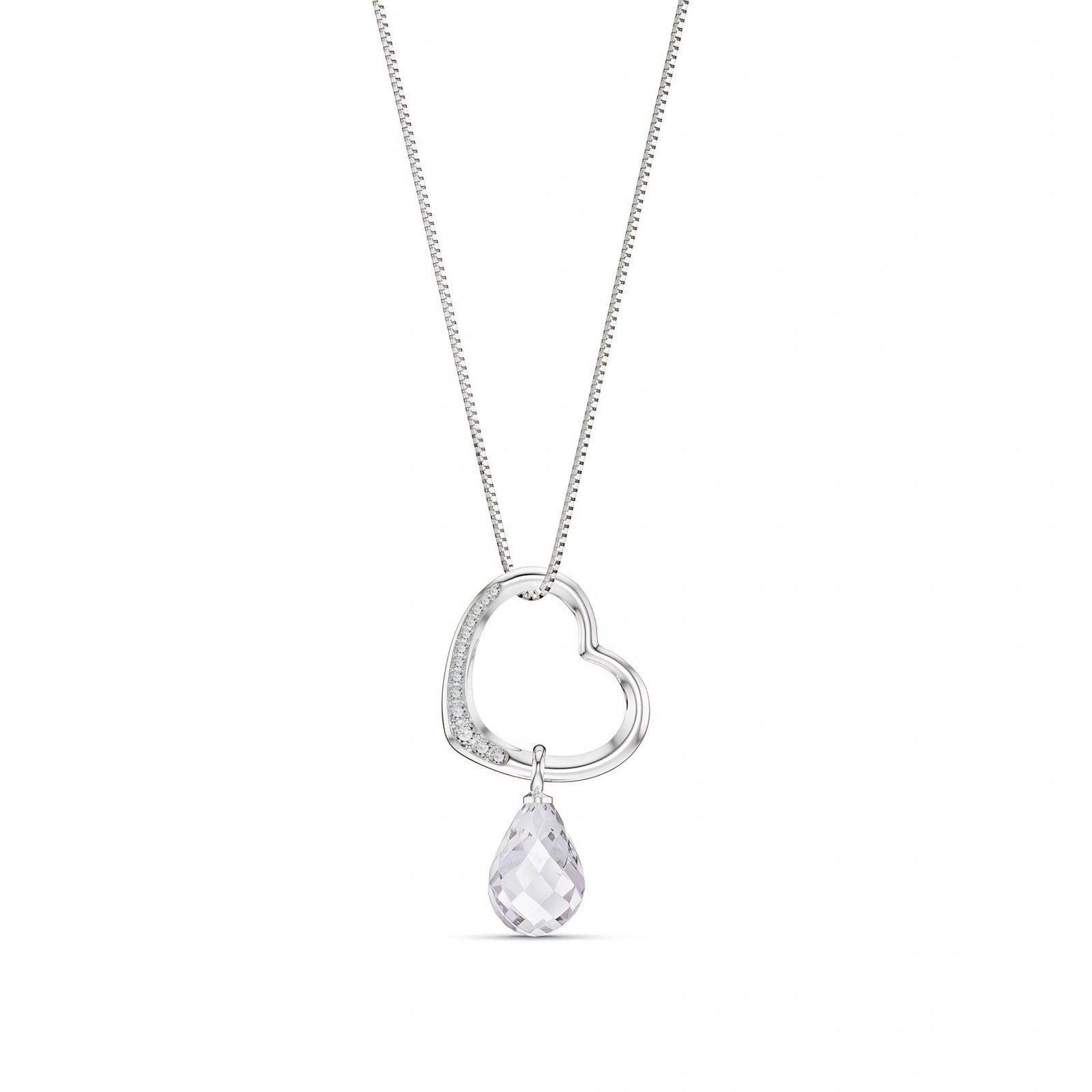 White Gold Modern Pendant Necklace White Topaz 10K — Romilda