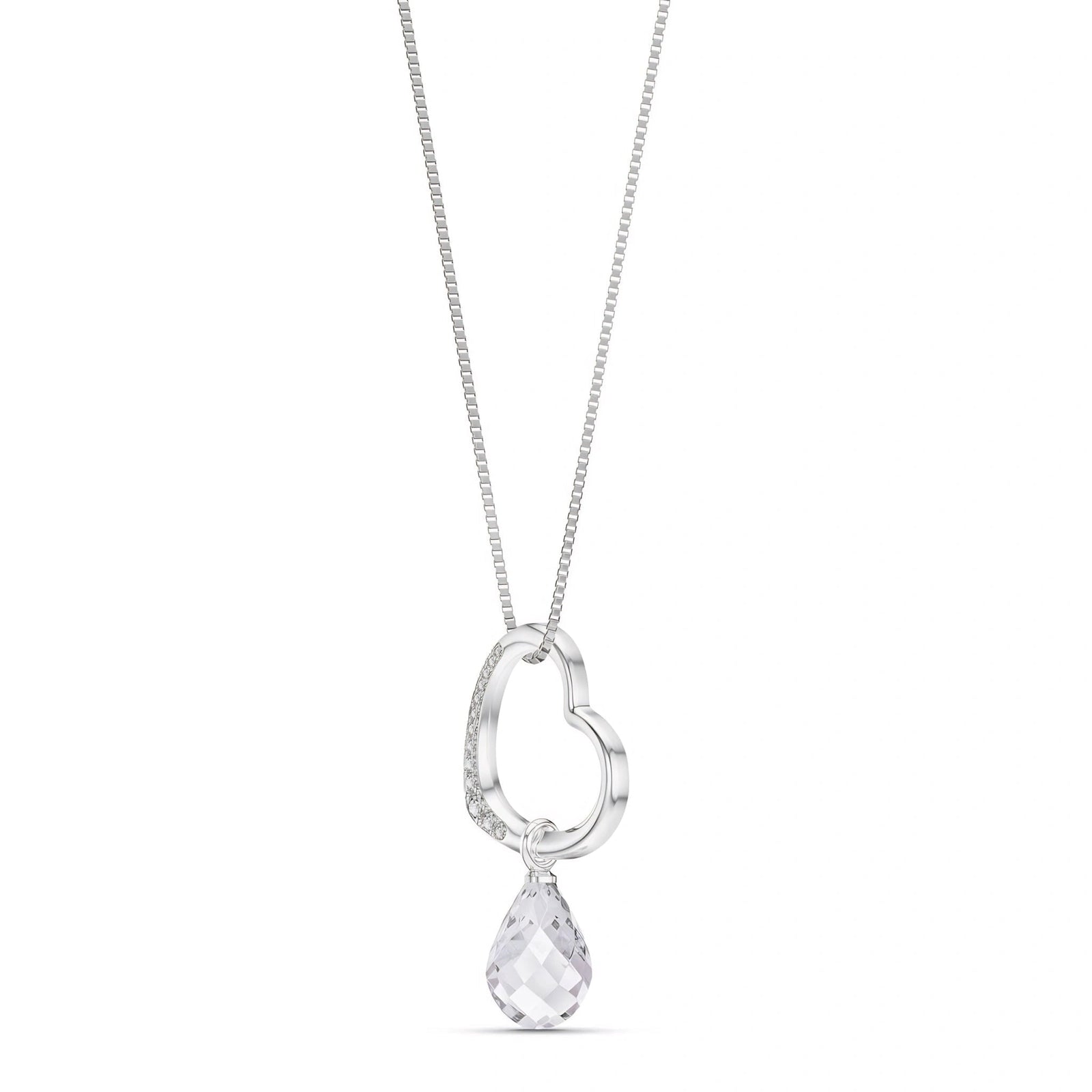 White Gold Modern Pendant Necklace White Topaz 10K — Romilda