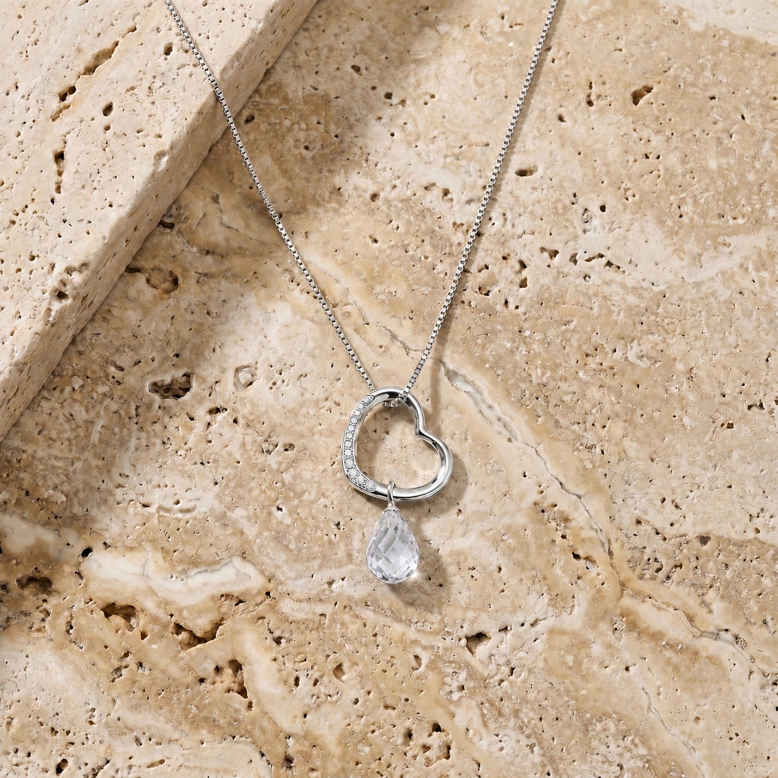 White Gold Modern Pendant Necklace White Topaz 10K — Romilda