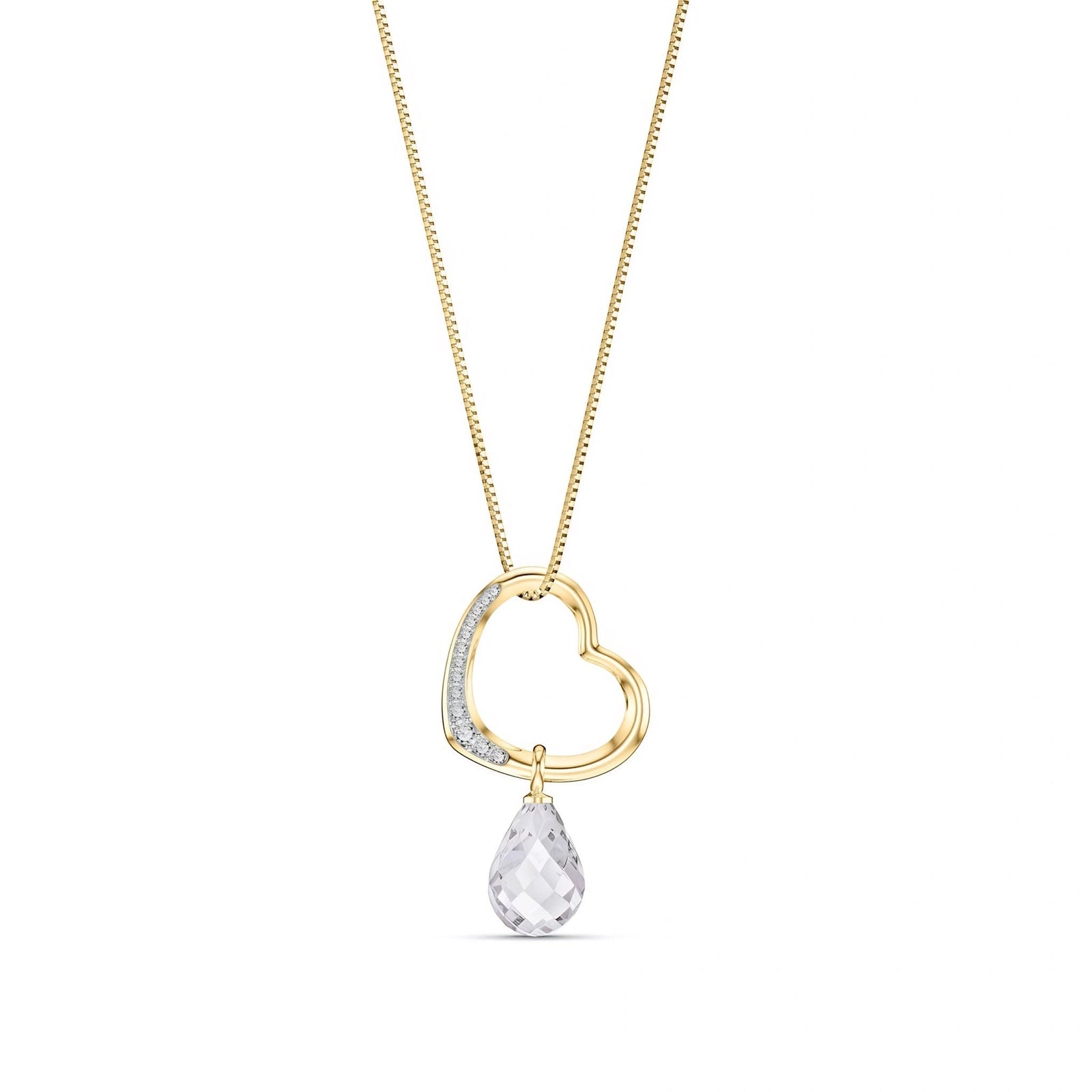 Yellow Gold Modern Pendant Necklace White Topaz 10K — Romilda