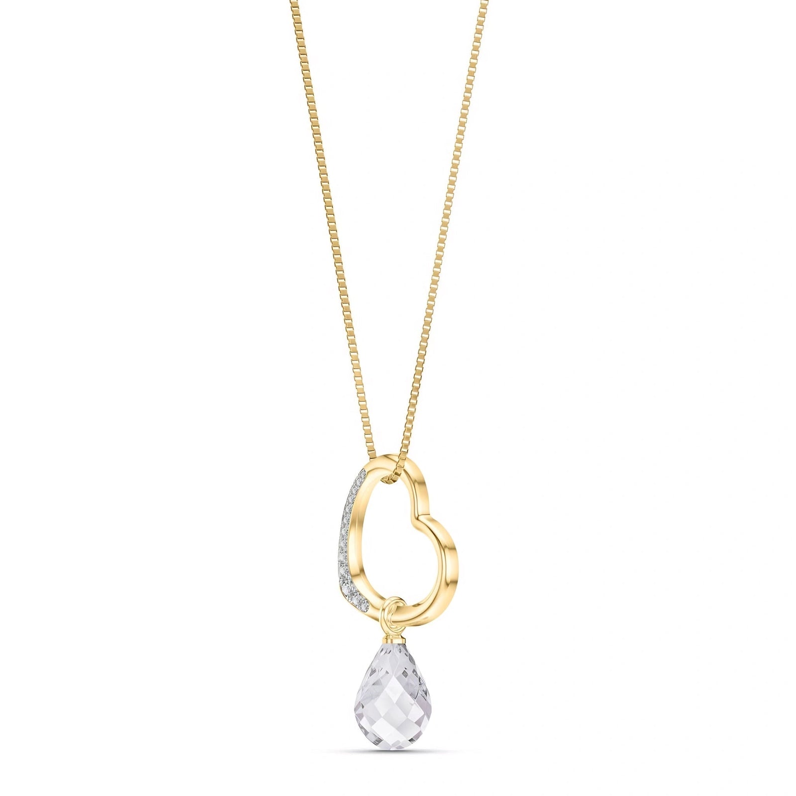 Yellow Gold Modern Pendant Necklace White Topaz 10K — Romilda