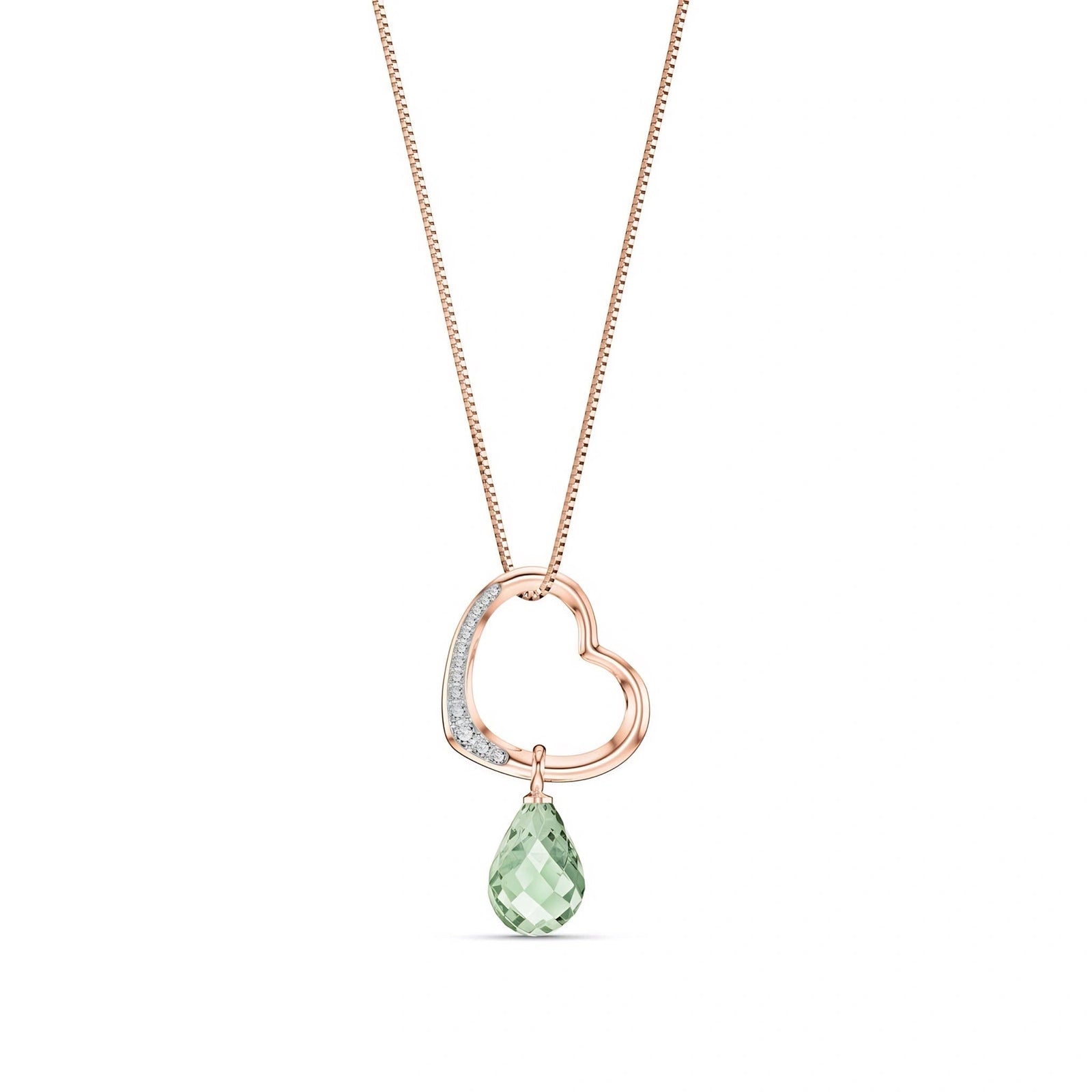 Rose Gold Modern Pendant Necklace Green Amethyst 10K — Romilda