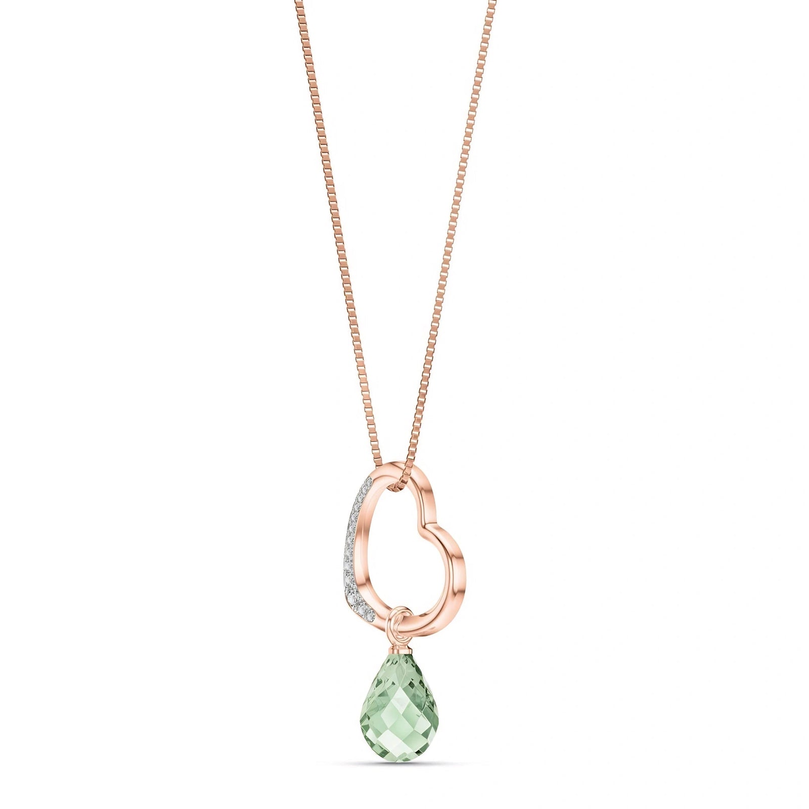 Rose Gold Modern Pendant Necklace Green Amethyst 10K — Romilda