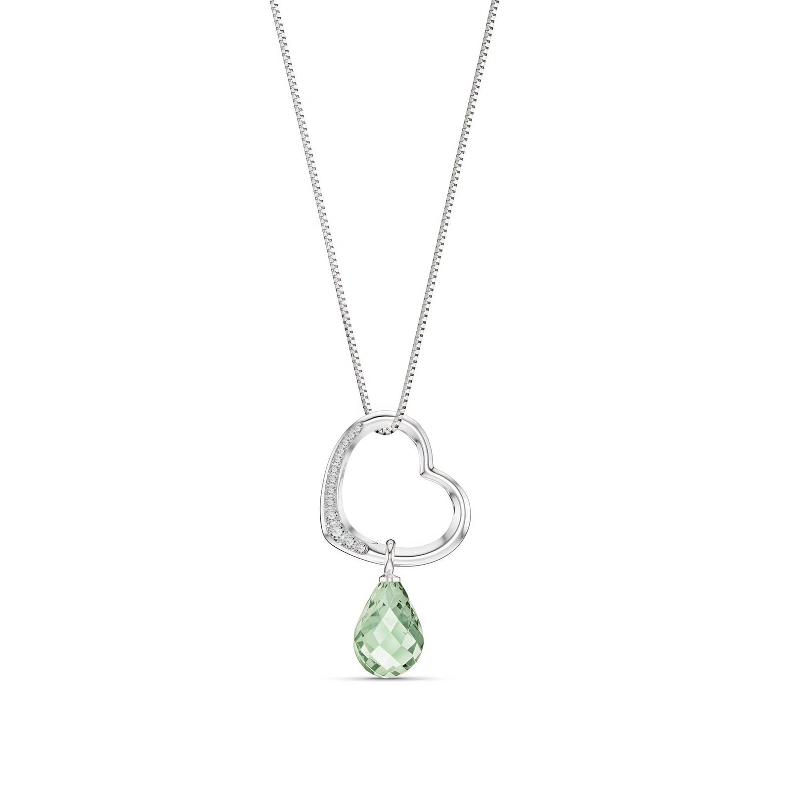 White Gold Modern Pendant Necklace Green Amethyst 10K — Romilda