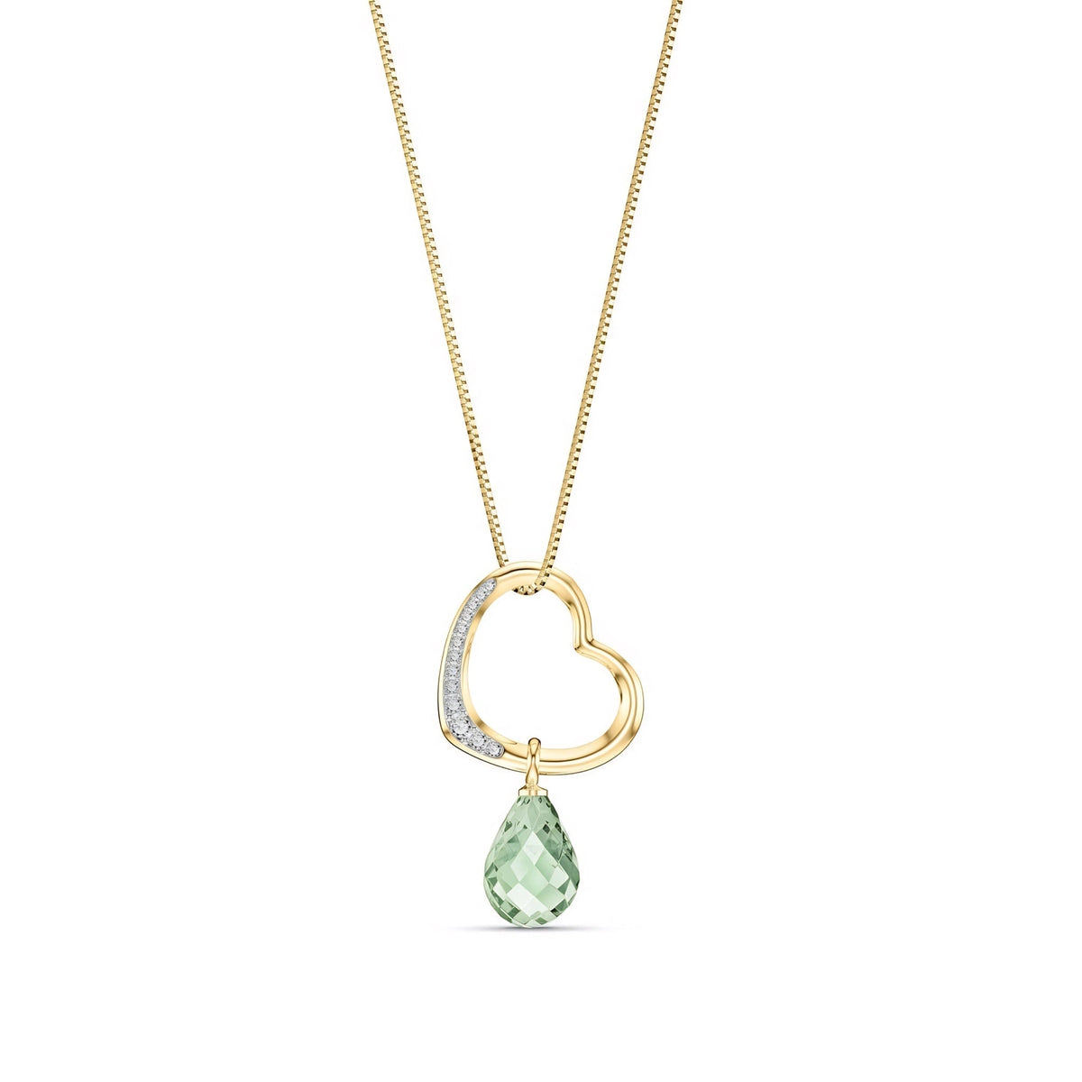Yellow Gold Modern Pendant Necklace Green Amethyst 10K — Romilda
