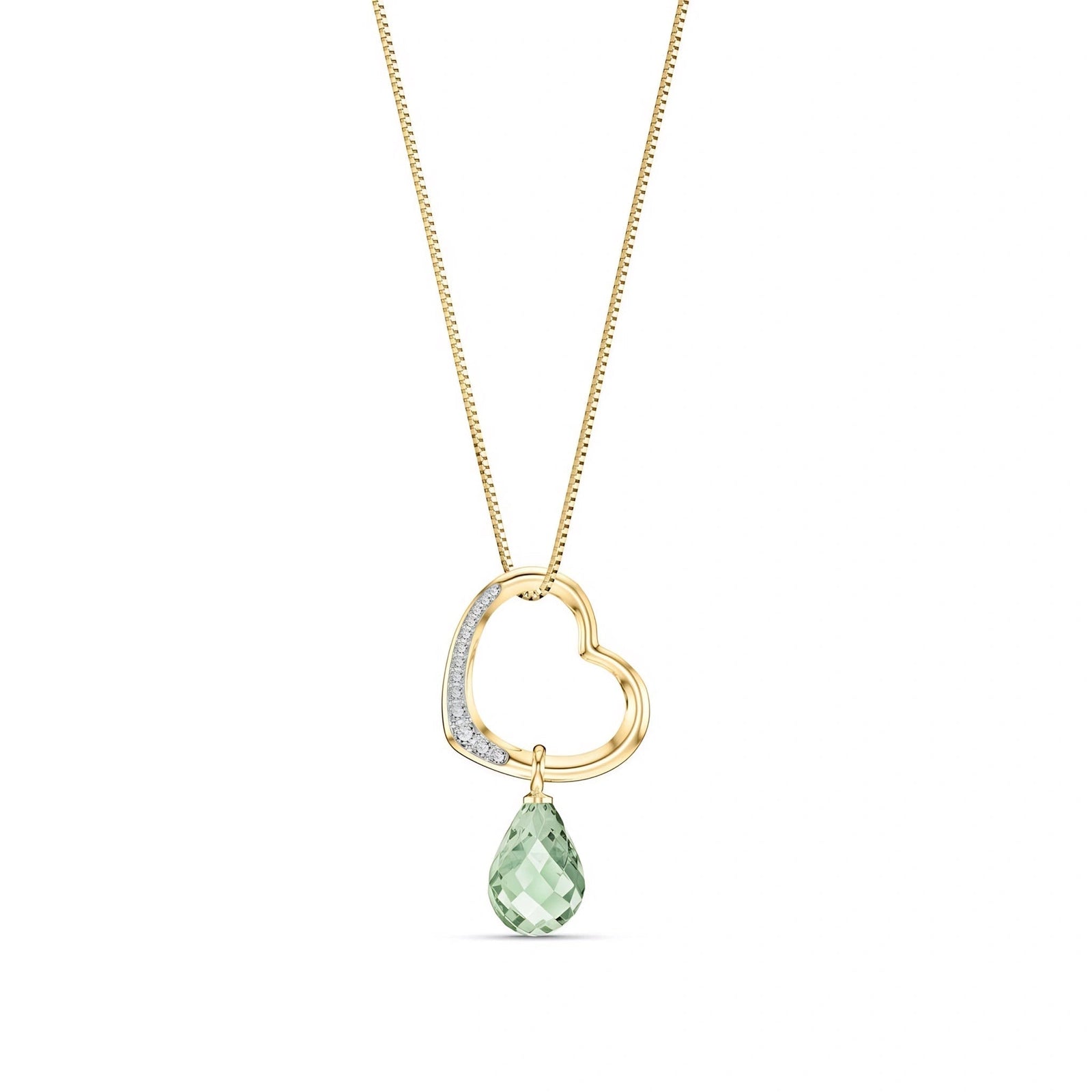 Yellow Gold Modern Pendant Necklace Green Amethyst 10K — Romilda