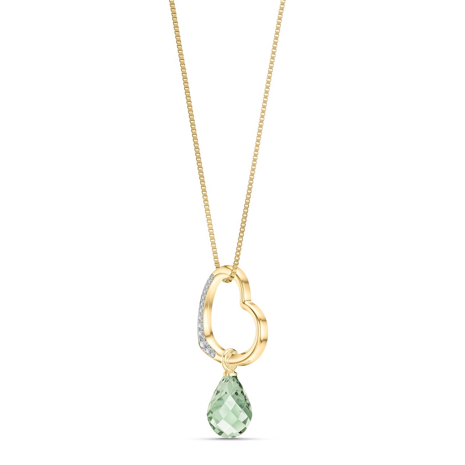 Yellow Gold Modern Pendant Necklace Green Amethyst 10K — Romilda