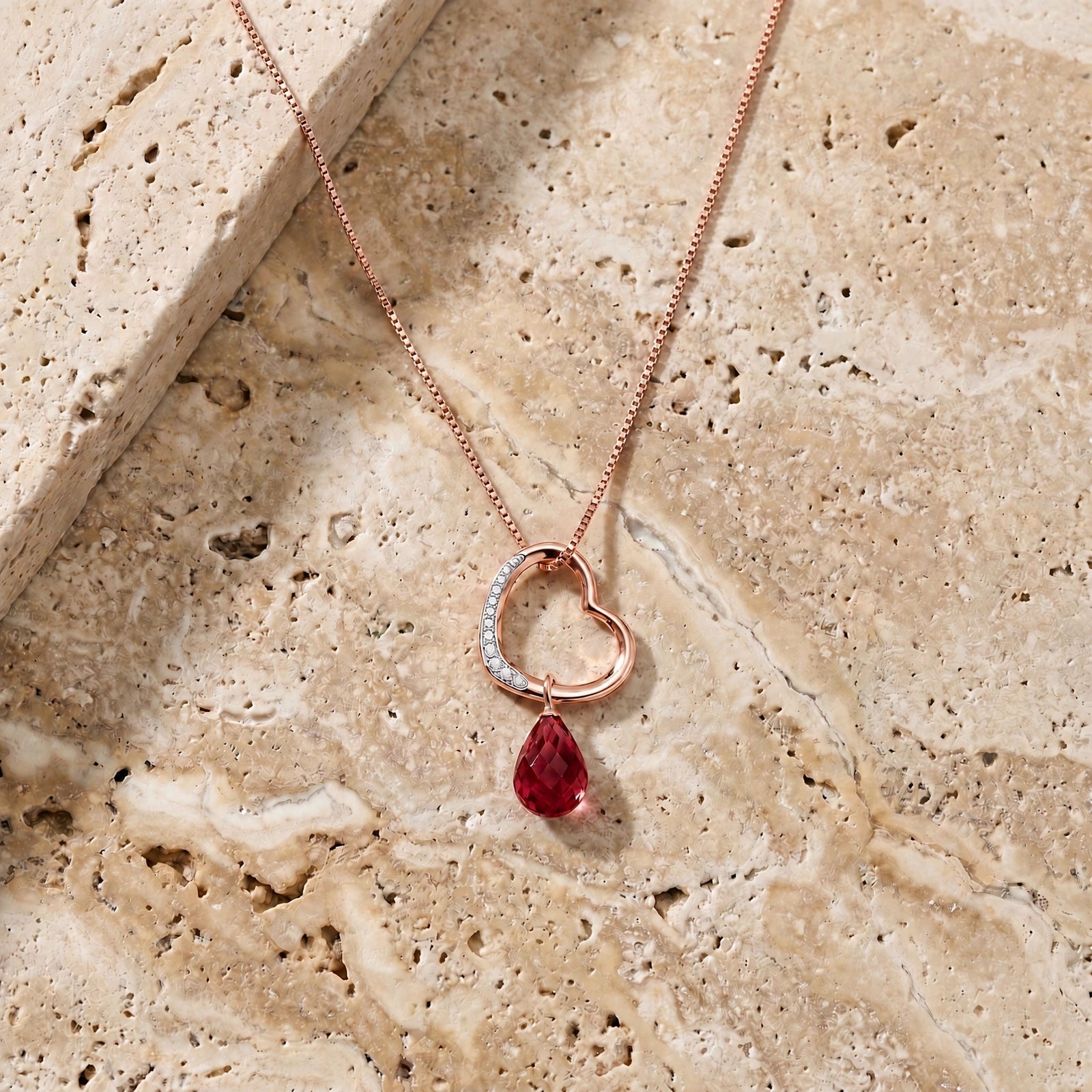 Rose Gold Modern Pendant Necklace Ruby 10K — Romilda