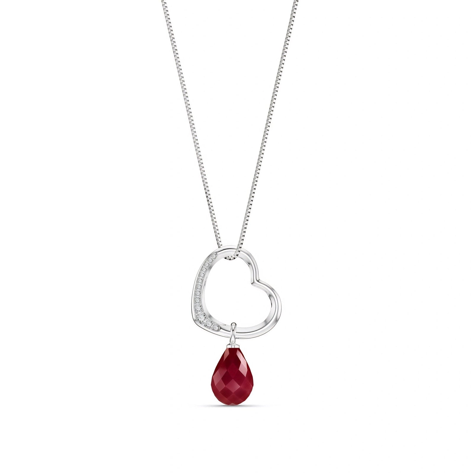 White Gold Modern Pendant Necklace Ruby 10K — Romilda