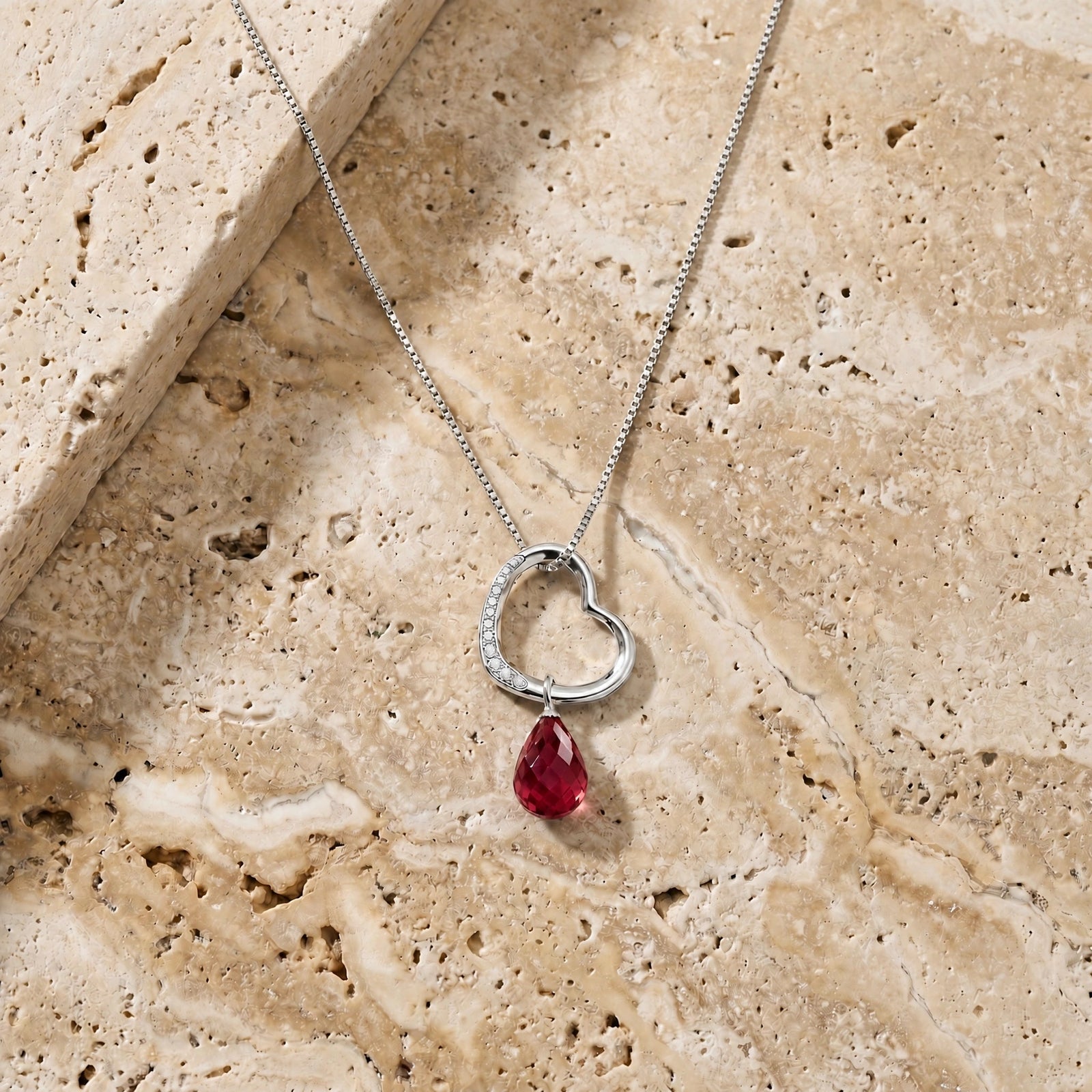 White Gold Modern Pendant Necklace Ruby 10K — Romilda