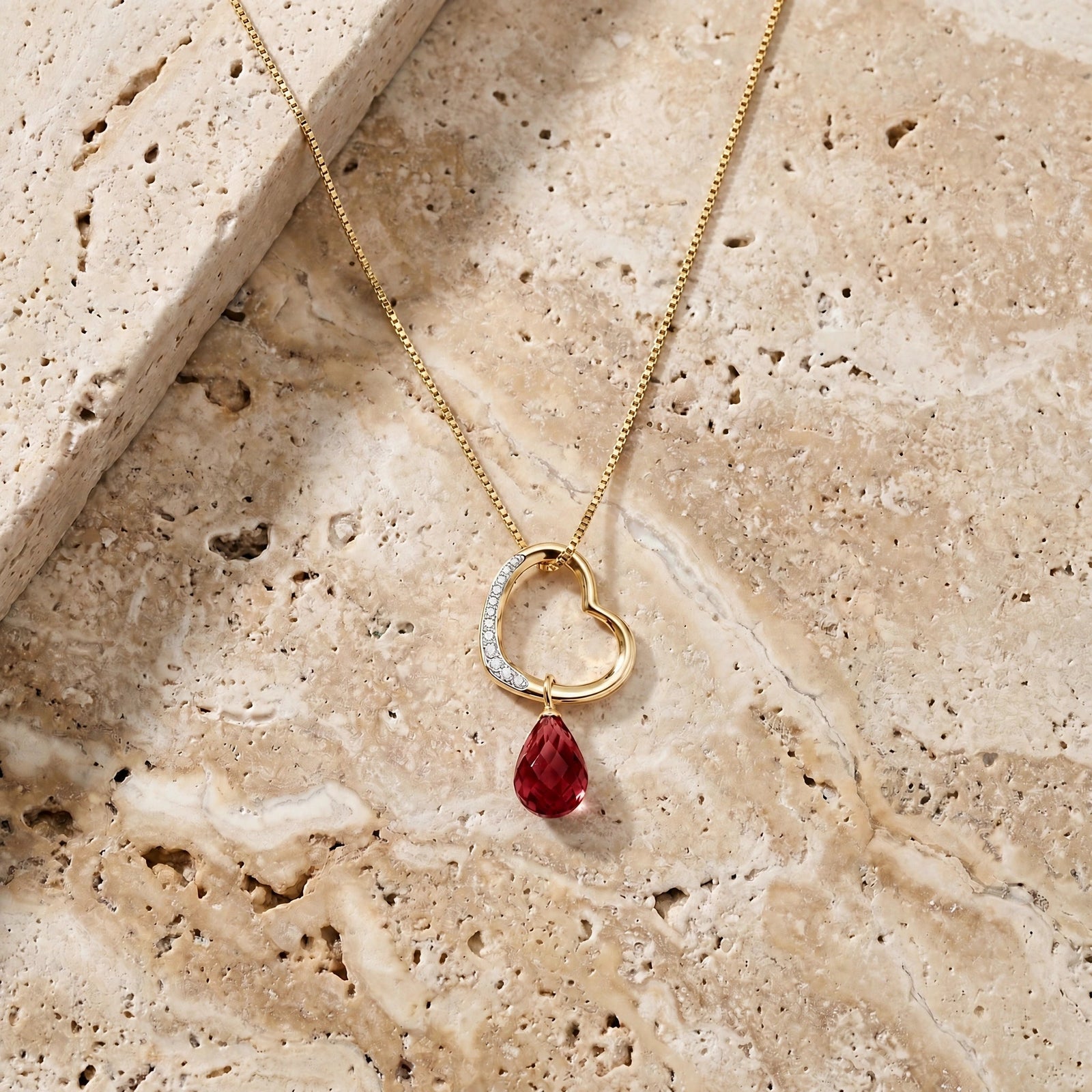 Yellow Gold Modern Pendant Necklace Ruby 10K — Romilda