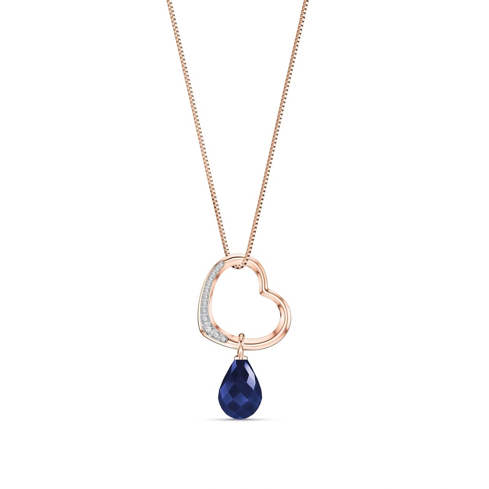 Rose Gold Modern Pendant Necklace Sapphire 10K — Romilda