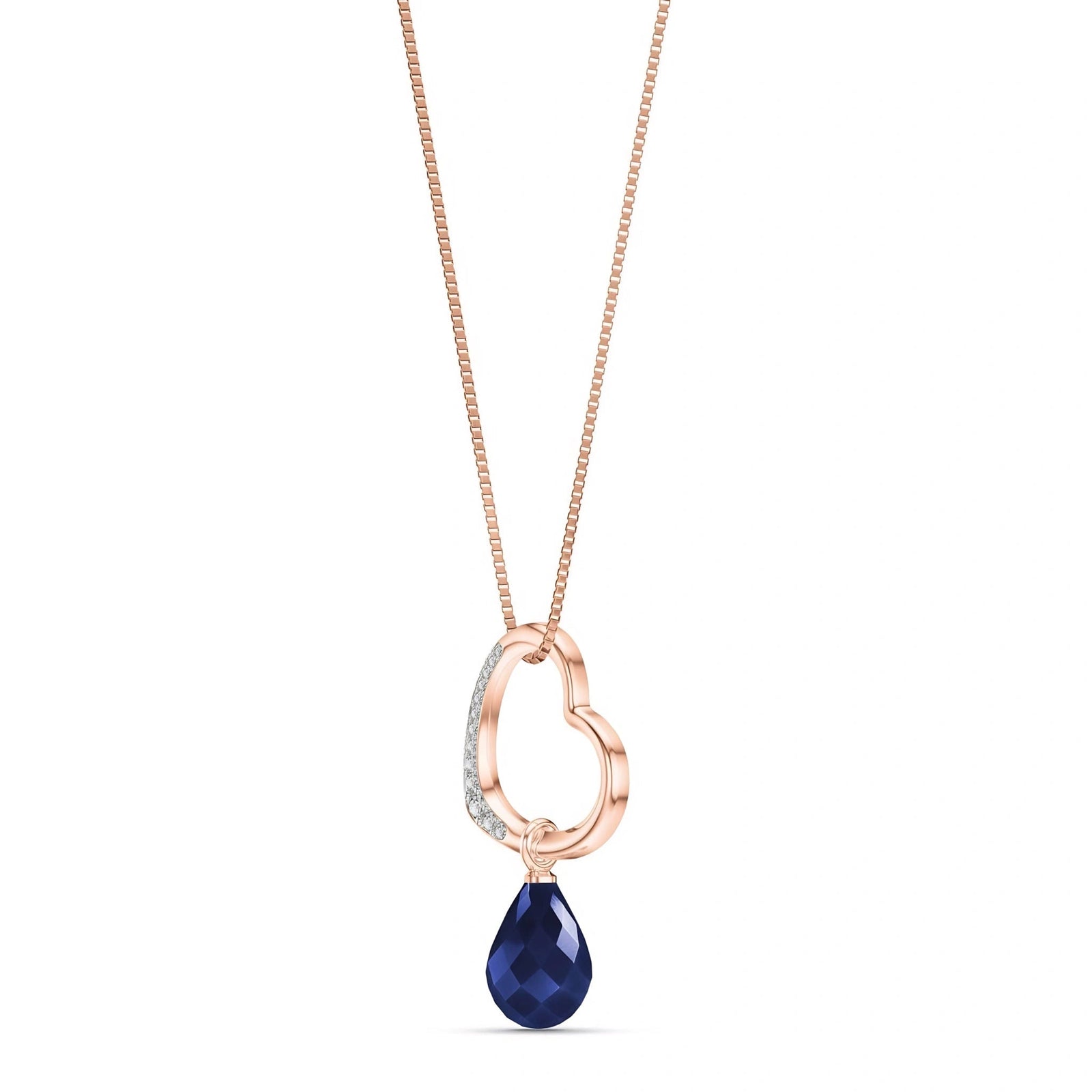 Rose Gold Modern Pendant Necklace Sapphire 10K — Romilda