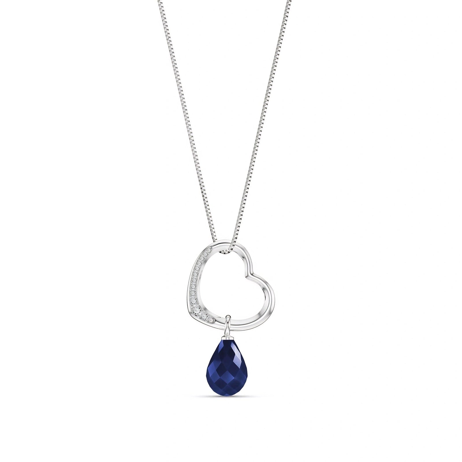 White Gold Modern Pendant Necklace Sapphire 10K — Romilda