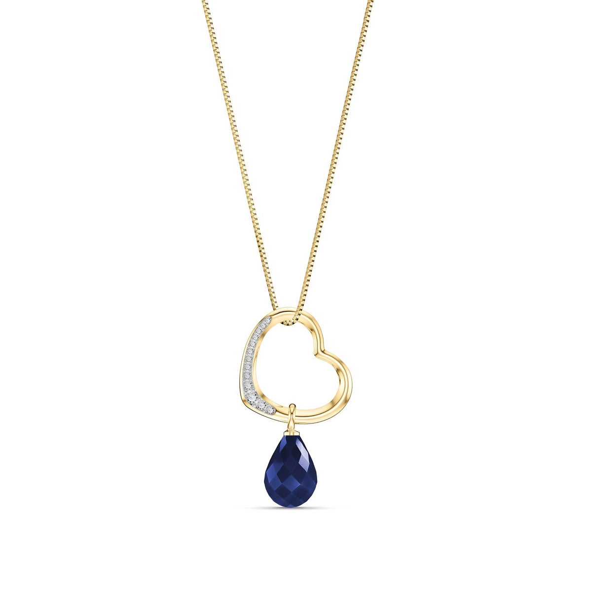 Yellow Gold Modern Pendant Necklace Sapphire 10K — Romilda